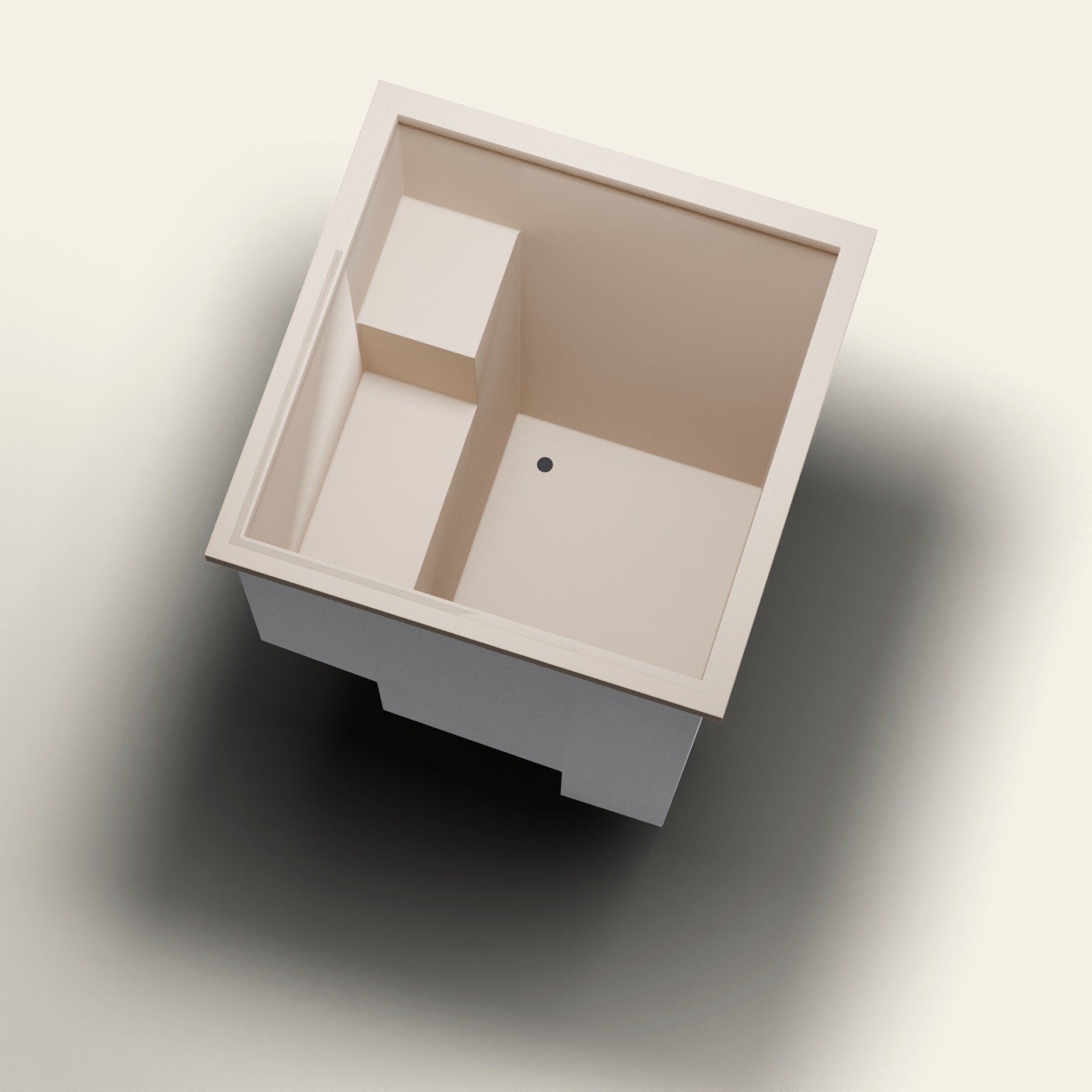 1000 x 1000 Dompelbad – 1500mm Diepte – Getrapt Vierkant – Omnitub in RAL 1019 Grey Beige