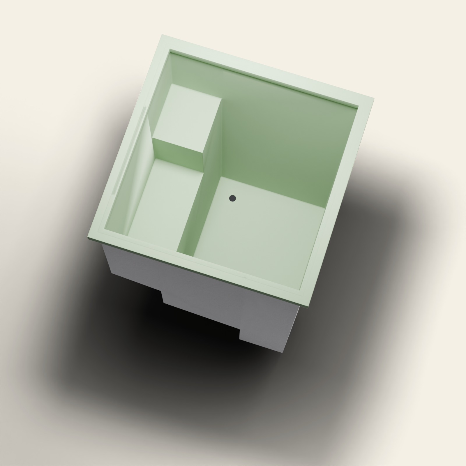 1000 x 1000 Dompelbad – 1500mm Diepte – Getrapt Vierkant – Omnitub in RAL 6021 Pale Green