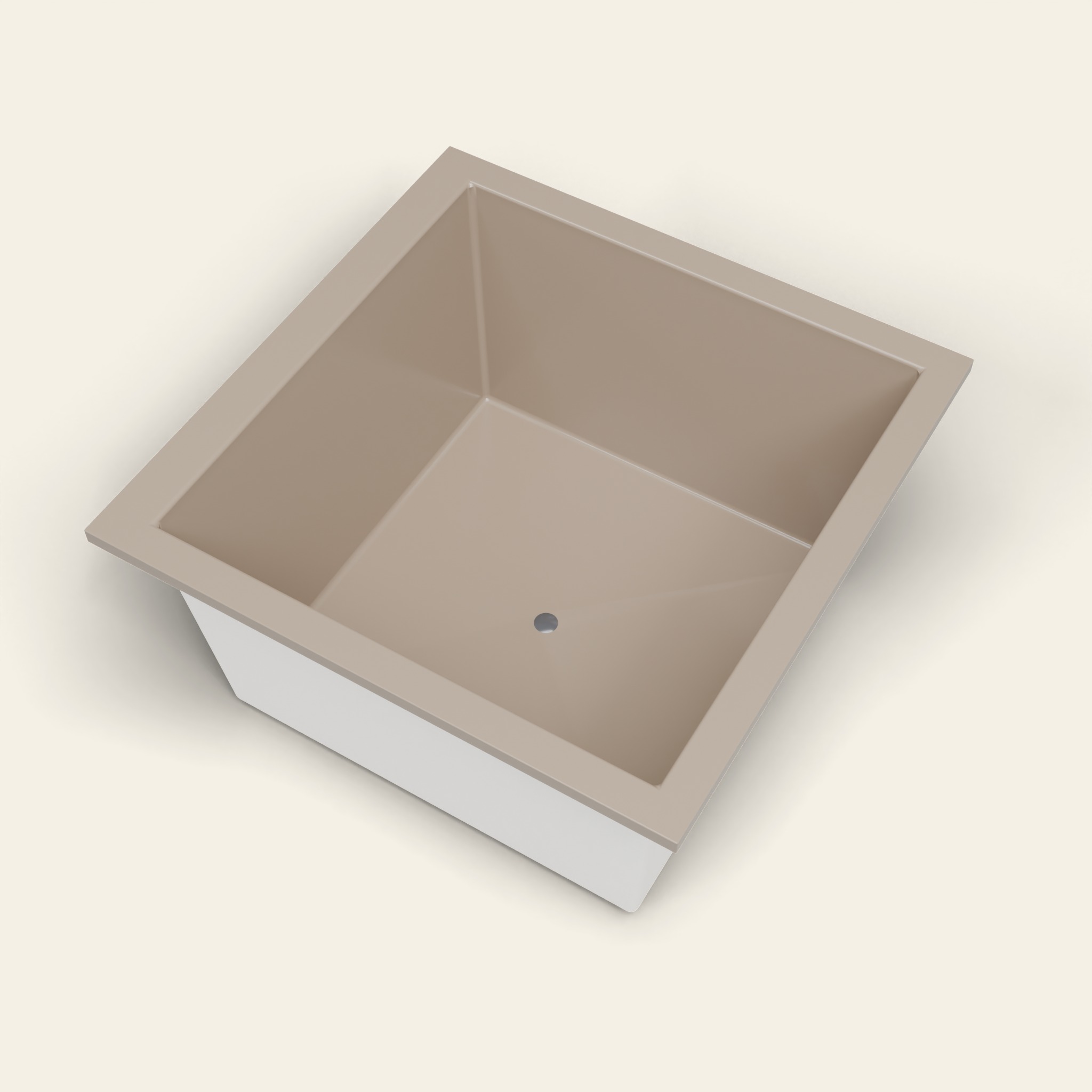 1200 x 1200 diepe badkuip — 600 mm diep — vierkant — Omnitub in RAL 1019 Grey Beige