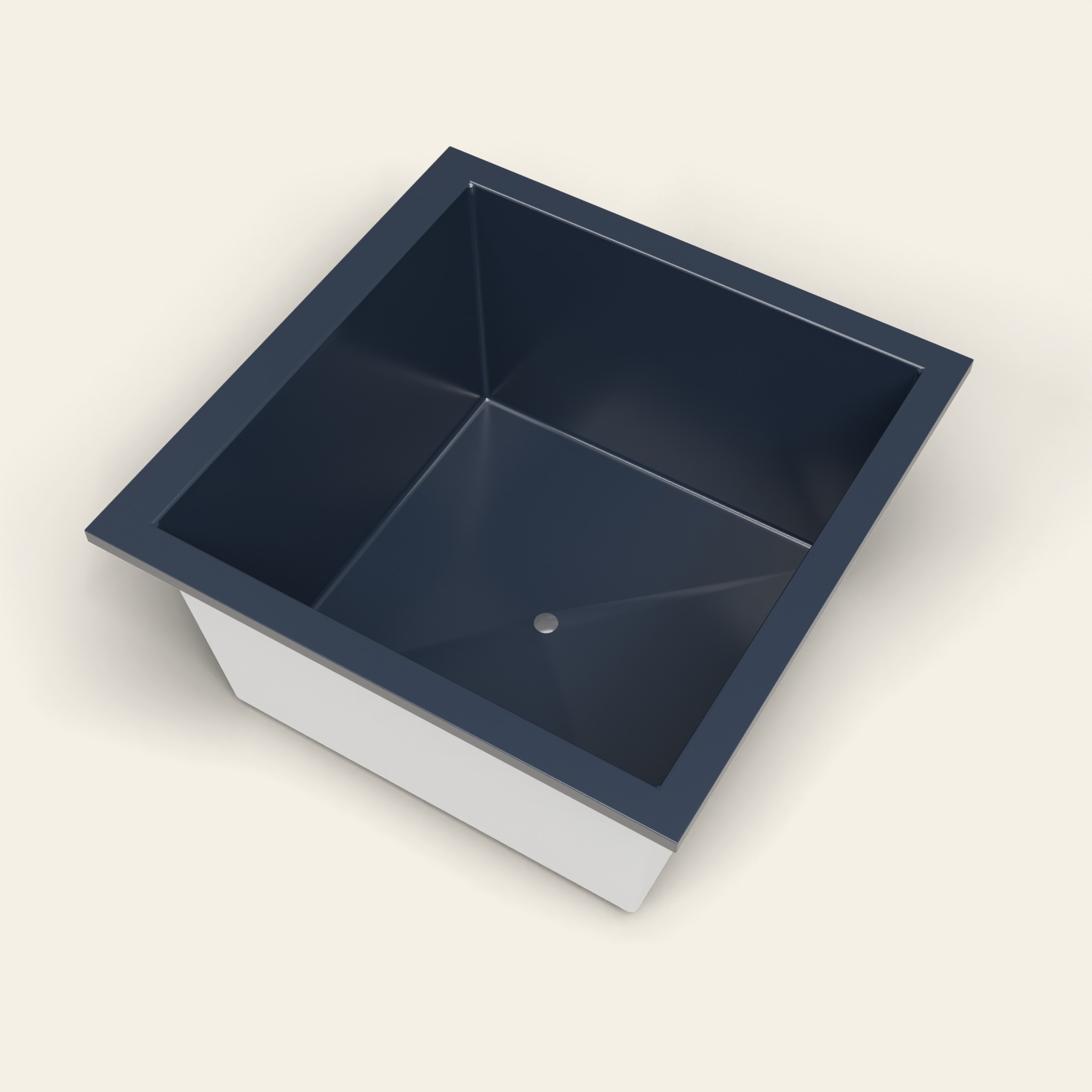 1200 x 1200 diepe badkuip — 600 mm diep — vierkant — Omnitub in RAL 5011 Steel Blue