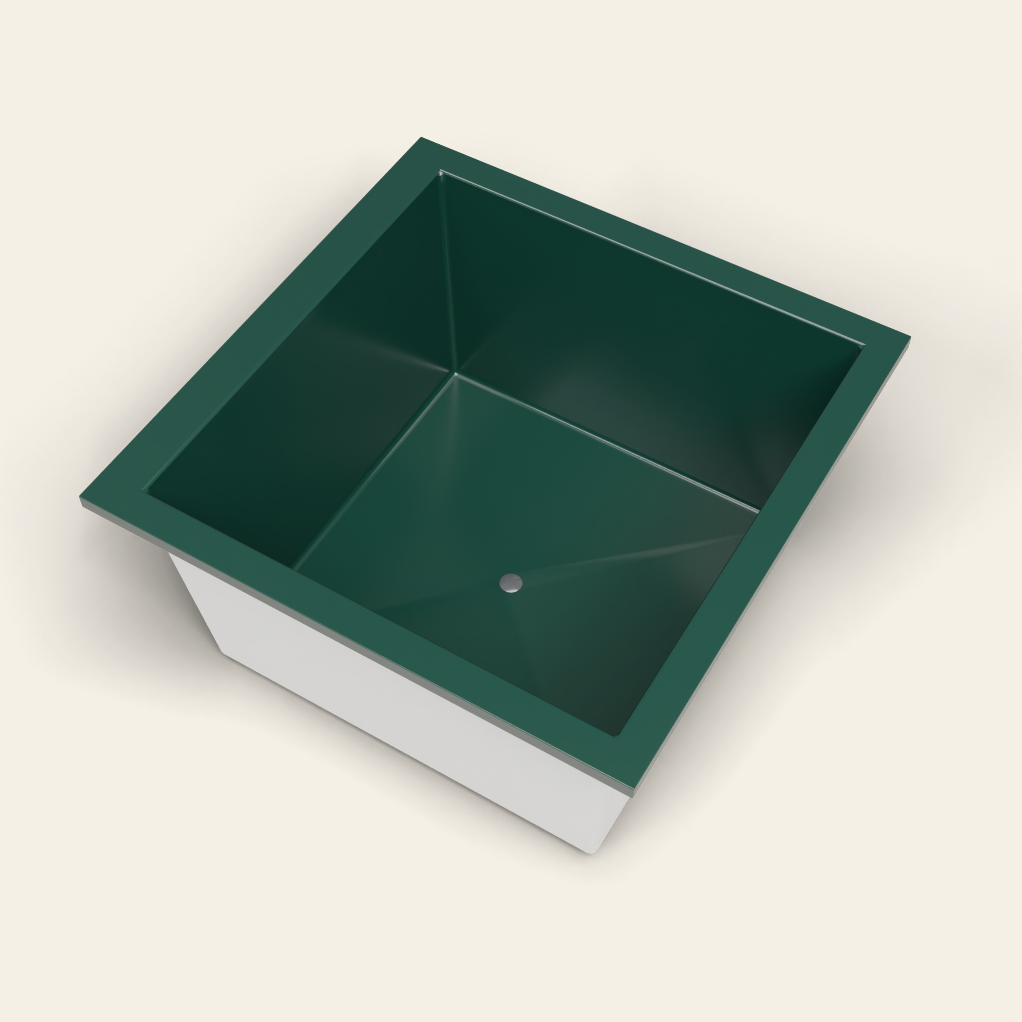 1200 x 1200 diepe badkuip — 600 mm diep — vierkant — Omnitub in RAL 6005 Moss Green