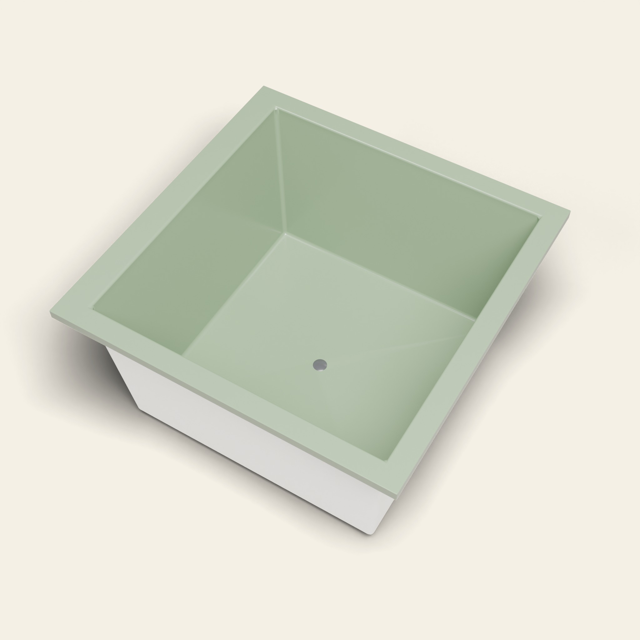 1200 x 1200 diepe badkuip — 600 mm diep — vierkant — Omnitub in RAL 6021 Pale Green