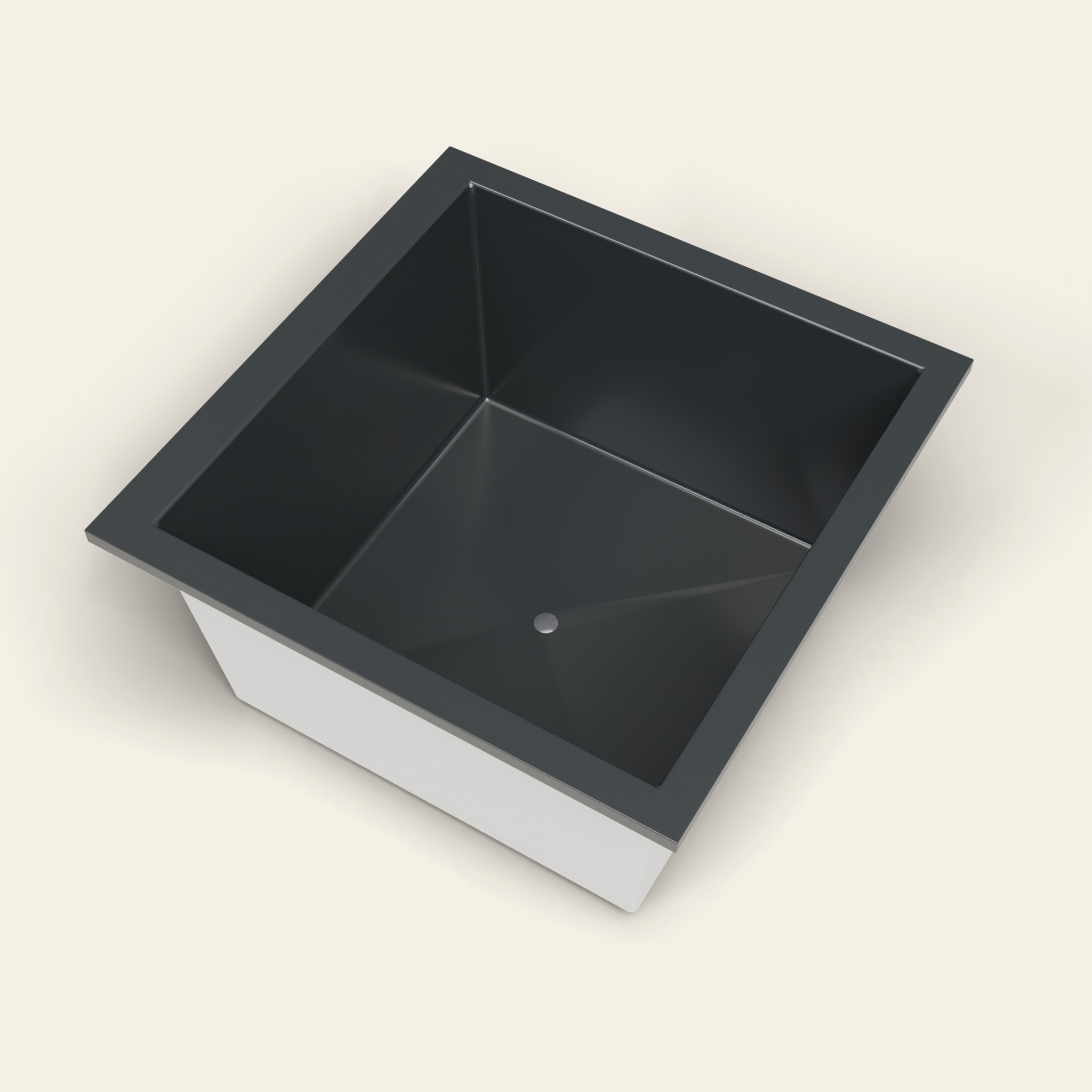1200 x 1200 diepe badkuip — 600 mm diep — vierkant — Omnitub in RAL 7021 Black Grey