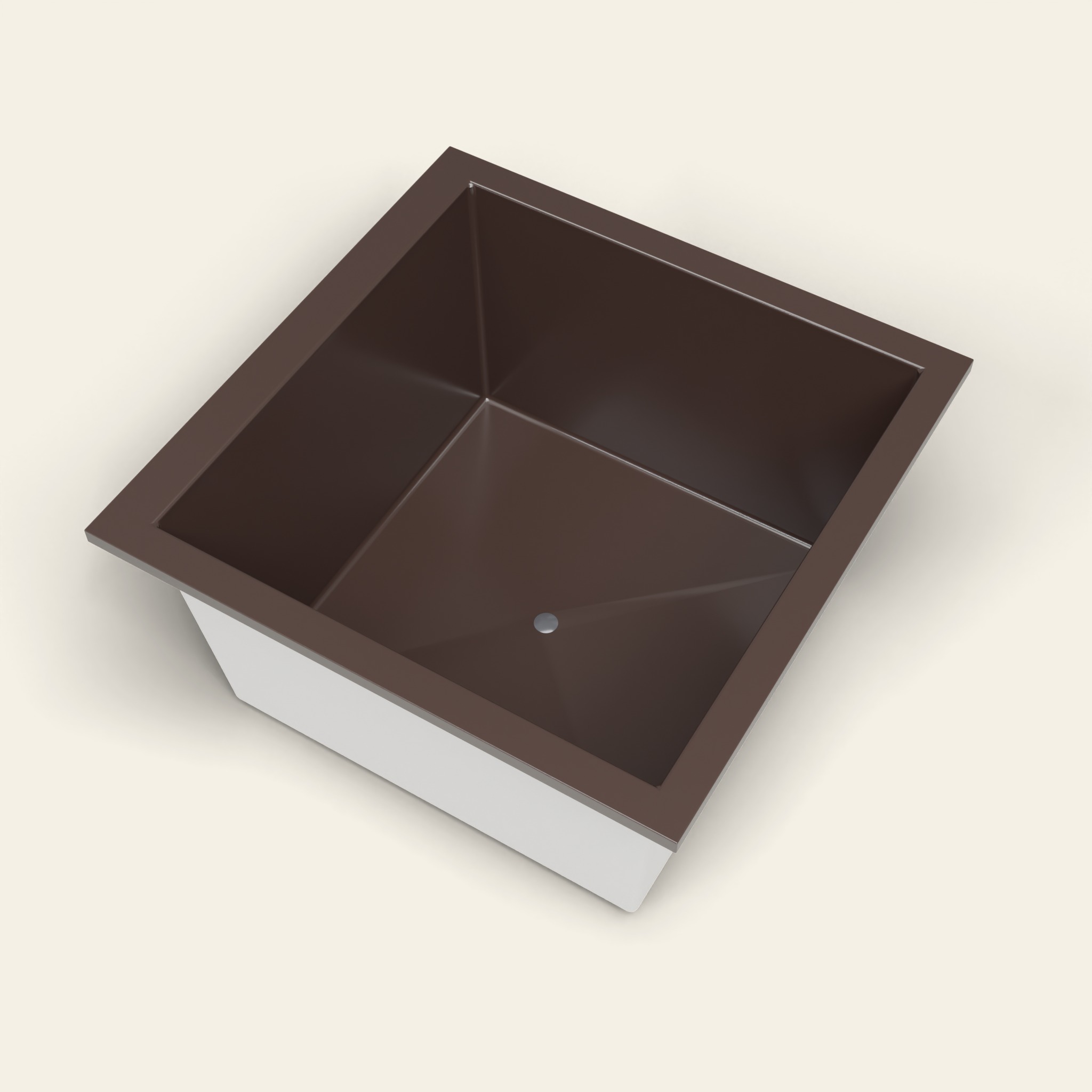 1200 x 1200 diepe badkuip — 600 mm diep — vierkant — Omnitub in RAL 8017 Chocolate Brown