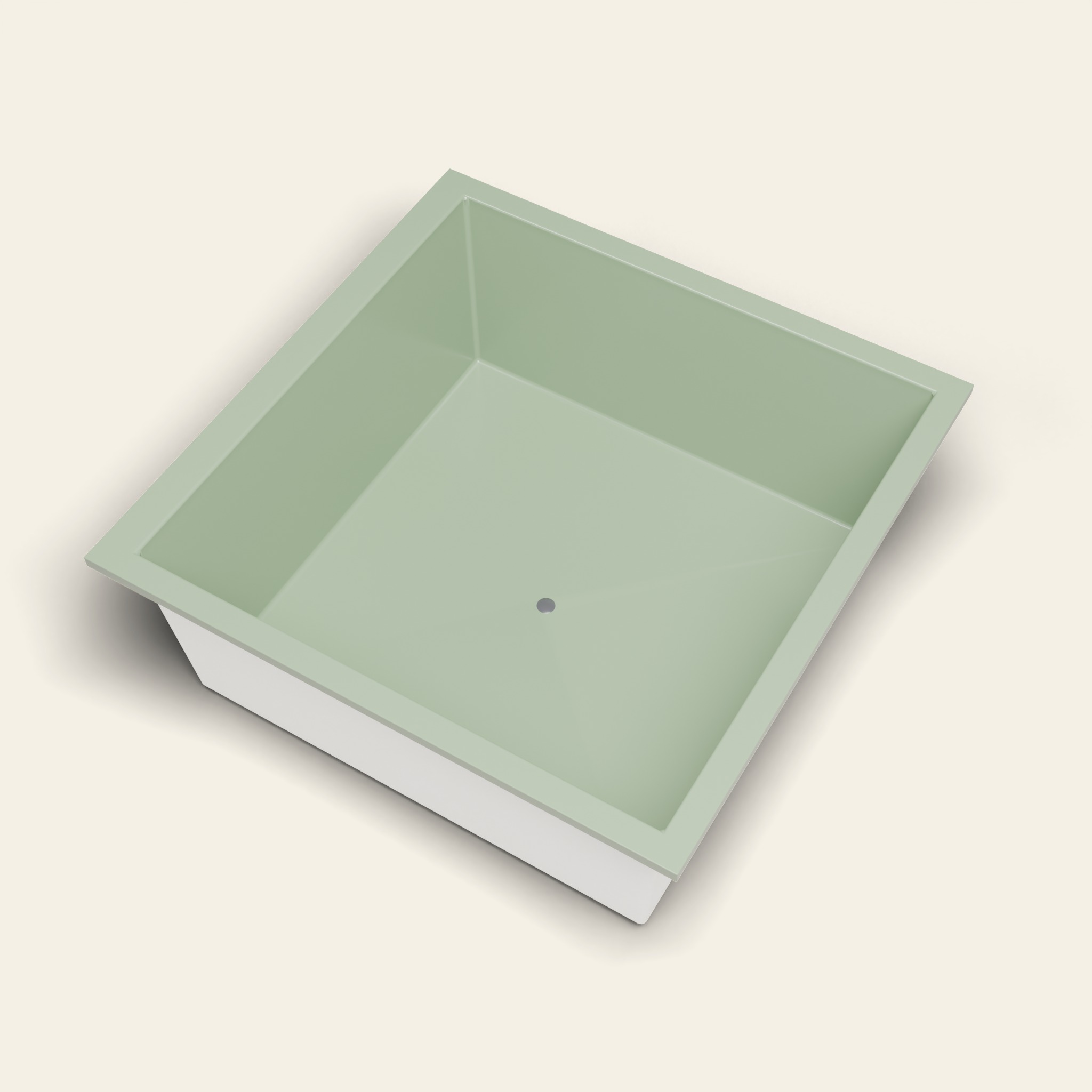 1600 x 1600 Diep Ligbad – 600mm Diepte – Extra Groot Vierkant – Omnitub in RAL 6021 Pale Green