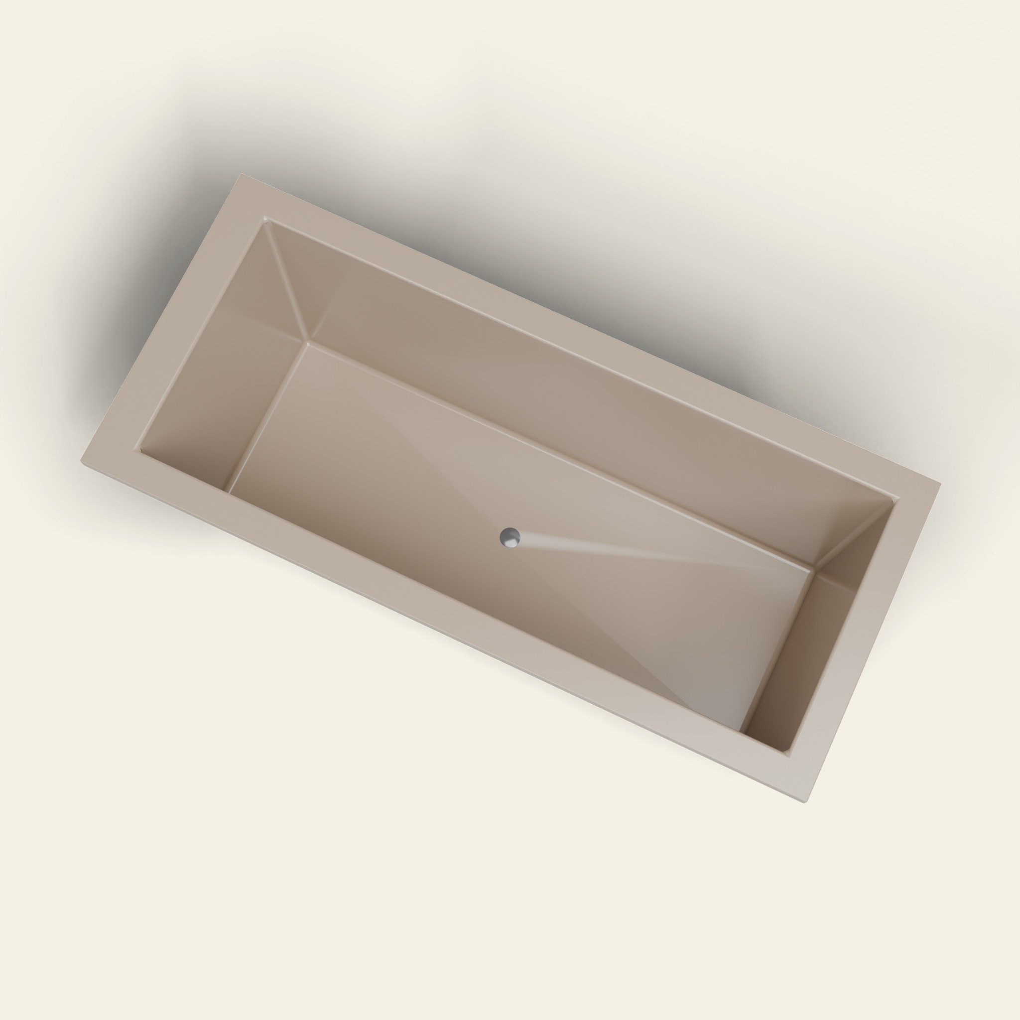 1700 × 750 diepe ligbad — 600 mm diepte — rechthoekig — Omnitub in RAL 1019 Grey Beige