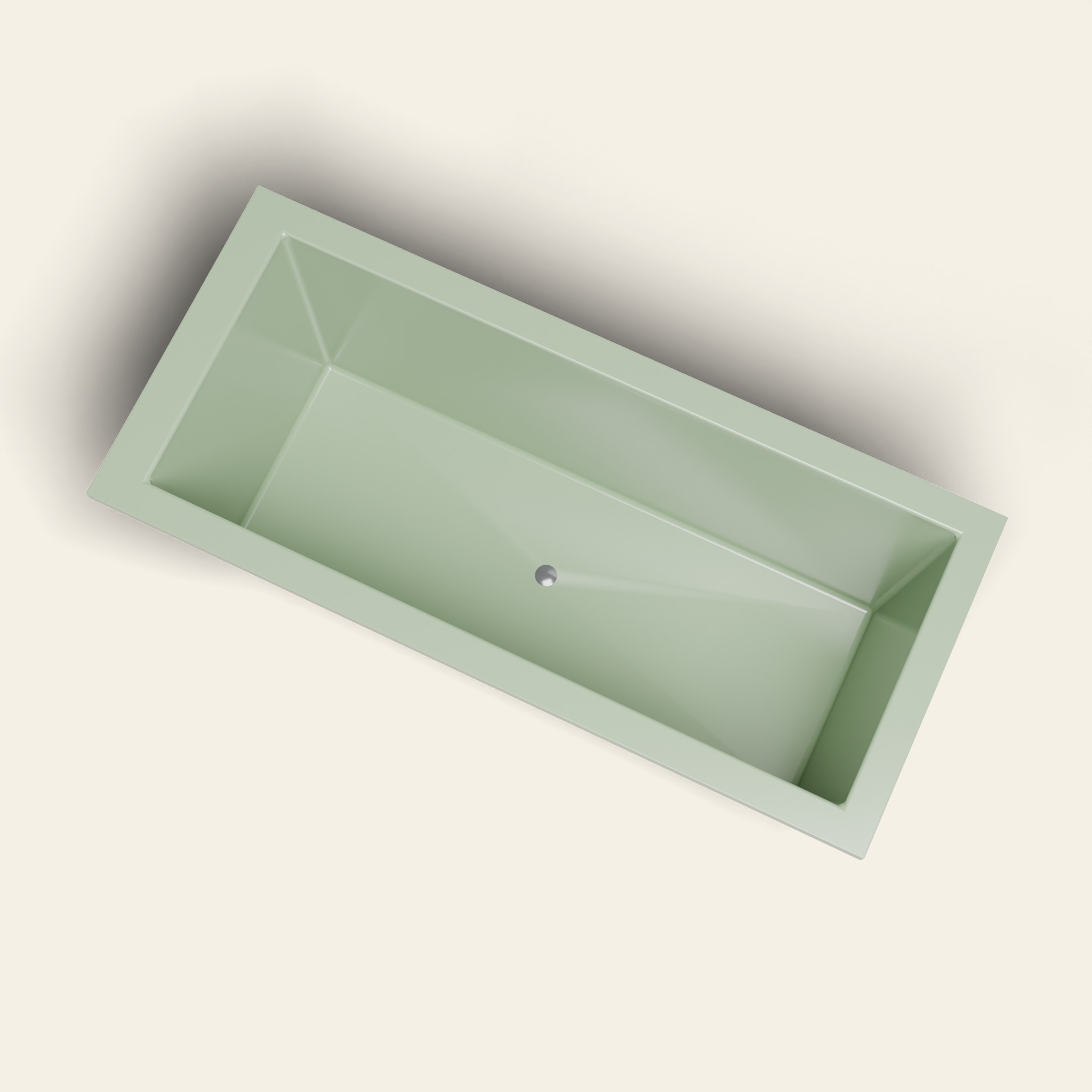 1700 × 750 diepe ligbad — 600 mm diepte — rechthoekig — Omnitub in RAL 6021 Pale Green