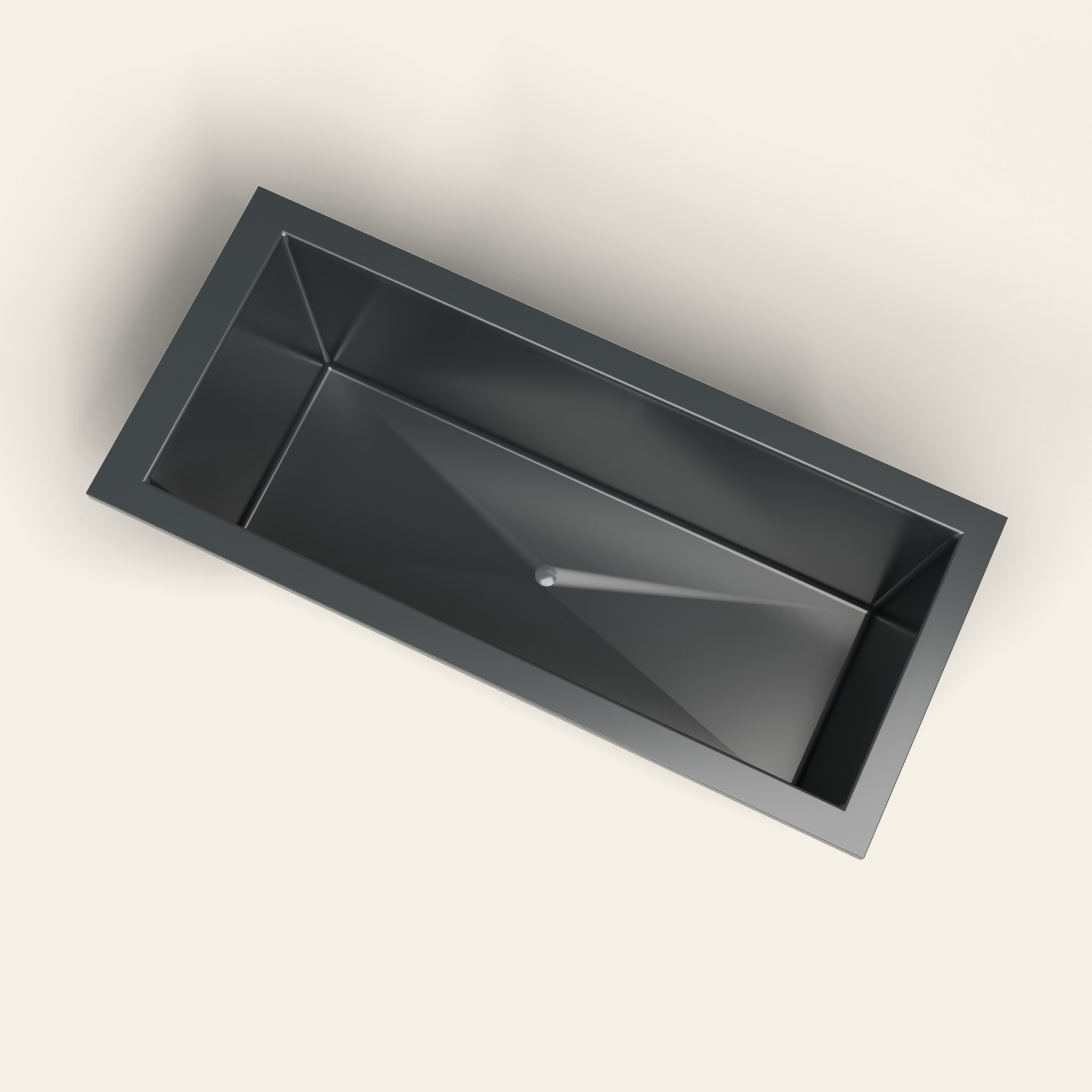 1700 × 750 diepe ligbad — 600 mm diepte — rechthoekig — Omnitub in RAL 7021 Black Grey