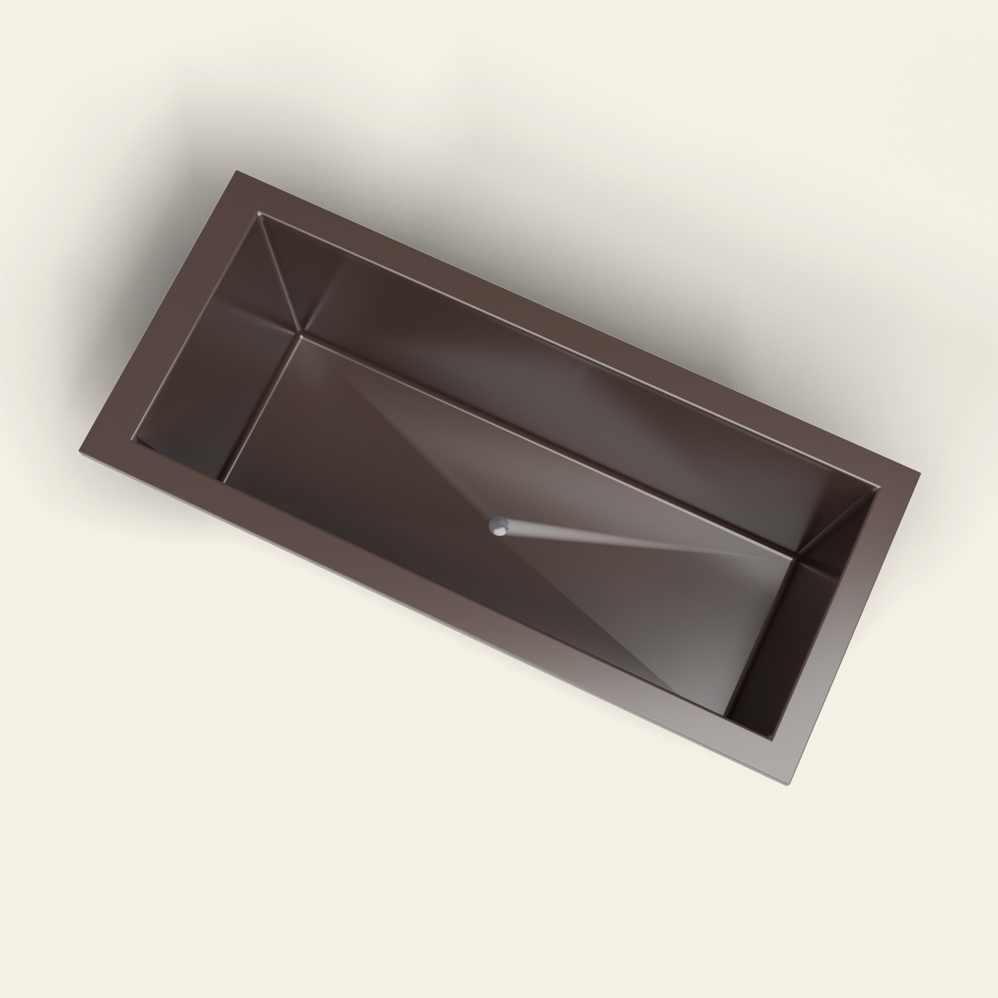 1700 × 750 diepe ligbad — 600 mm diepte — rechthoekig — Omnitub in RAL 8017 Chocolate Brown