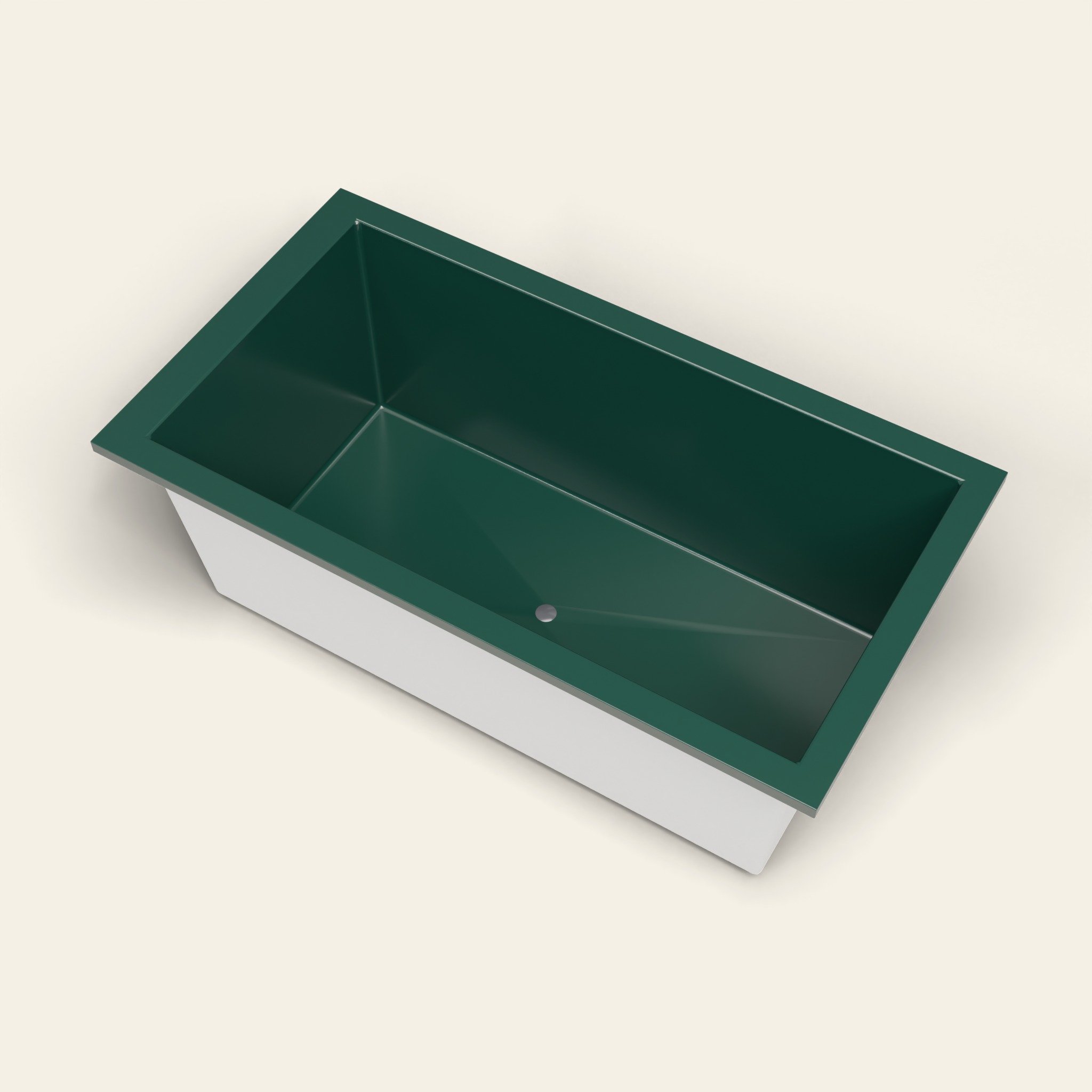 1750 x 950 diepe badkuip — 600 mm diepte — brede rechthoekige vorm — Omnitub in RAL 6005 Moss Green
