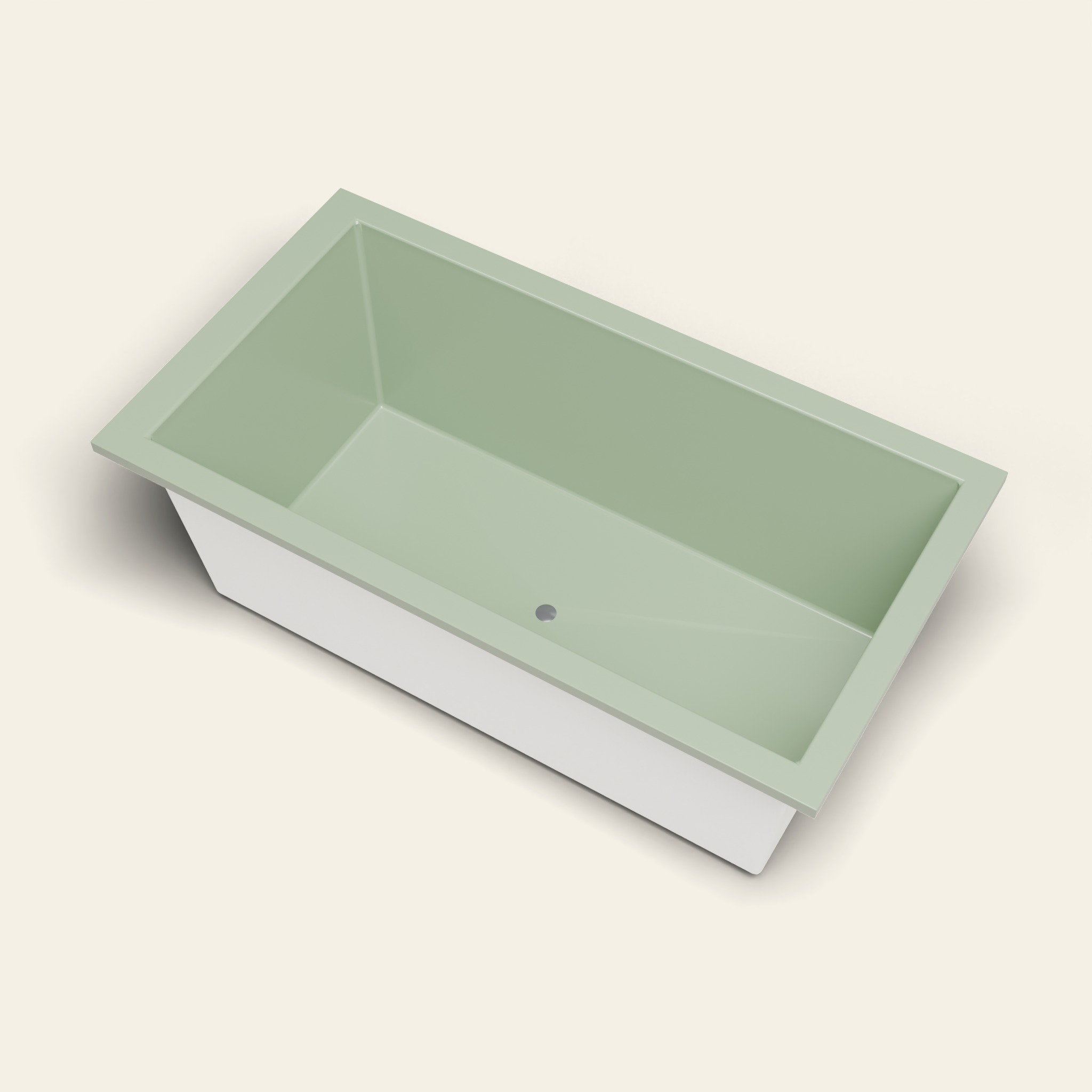 1750 x 950 diepe badkuip — 600 mm diepte — brede rechthoekige vorm — Omnitub in RAL 6021 Pale Green