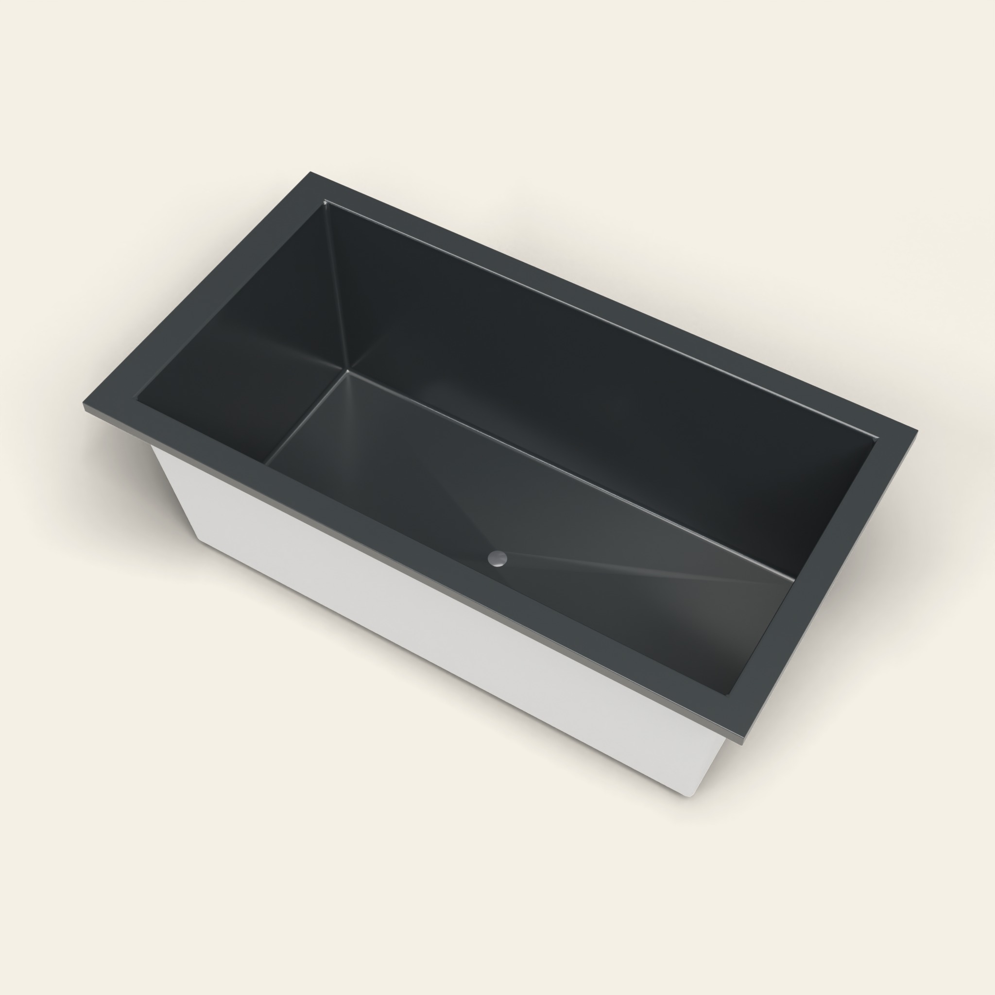 1750 x 950 diepe badkuip — 600 mm diepte — brede rechthoekige vorm — Omnitub in RAL 7021 Black Grey