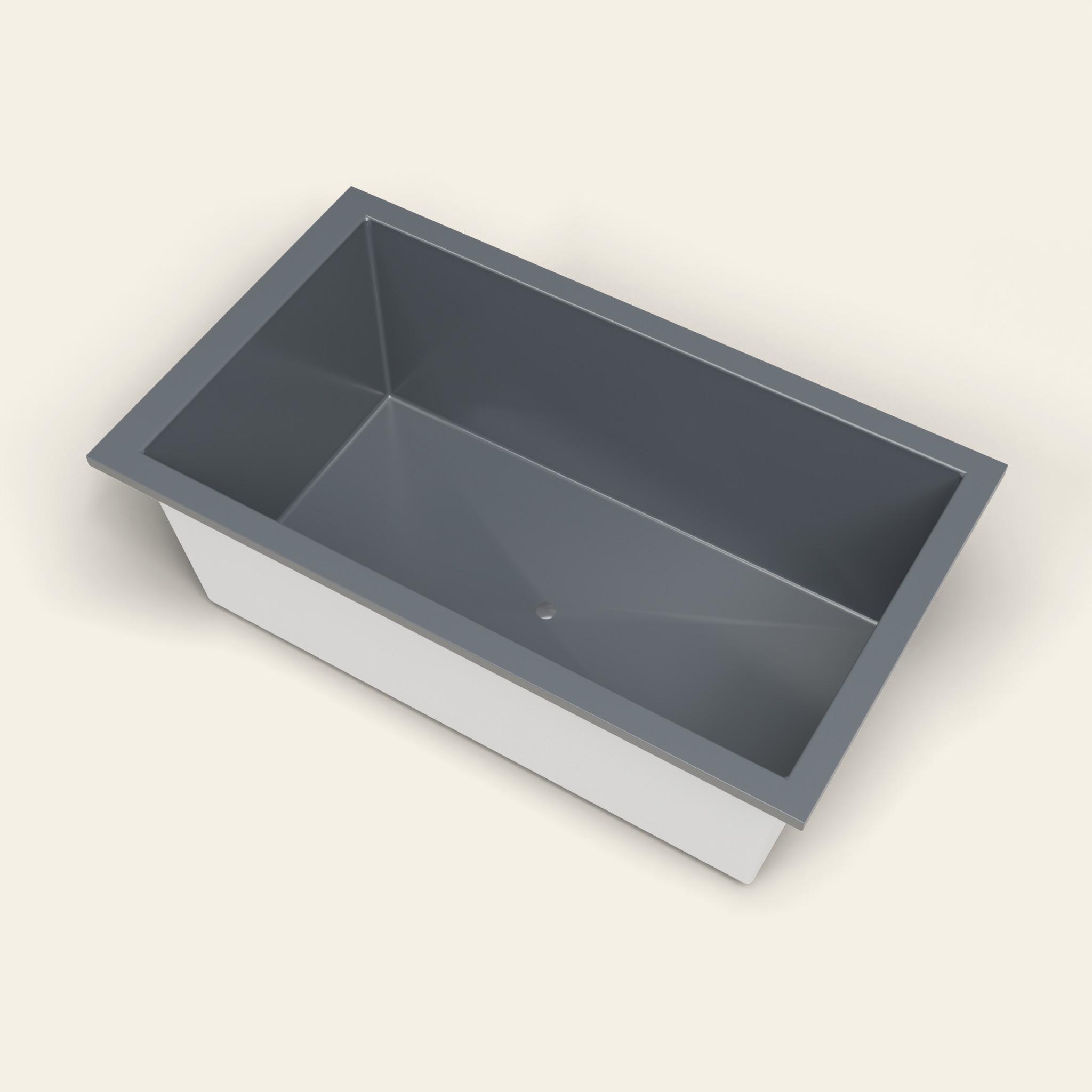 Handmade Omnitub 1800 × 1050 deep soaking bath rendered in RAL 7015 Slate Grey