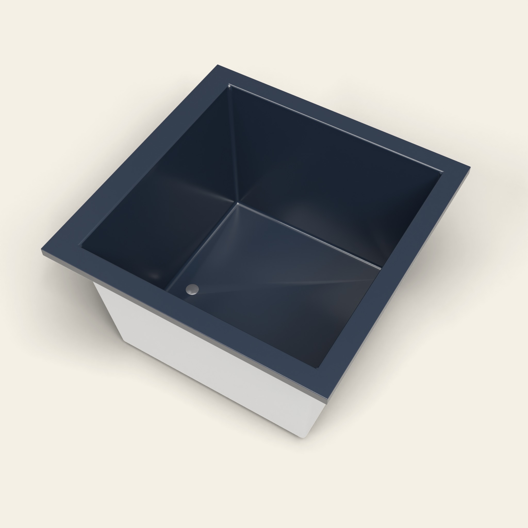 1050 x 1050 diepe ligbad — 600 mm diepte — vierkant — Omnitub in RAL 5011 Steel Blue
