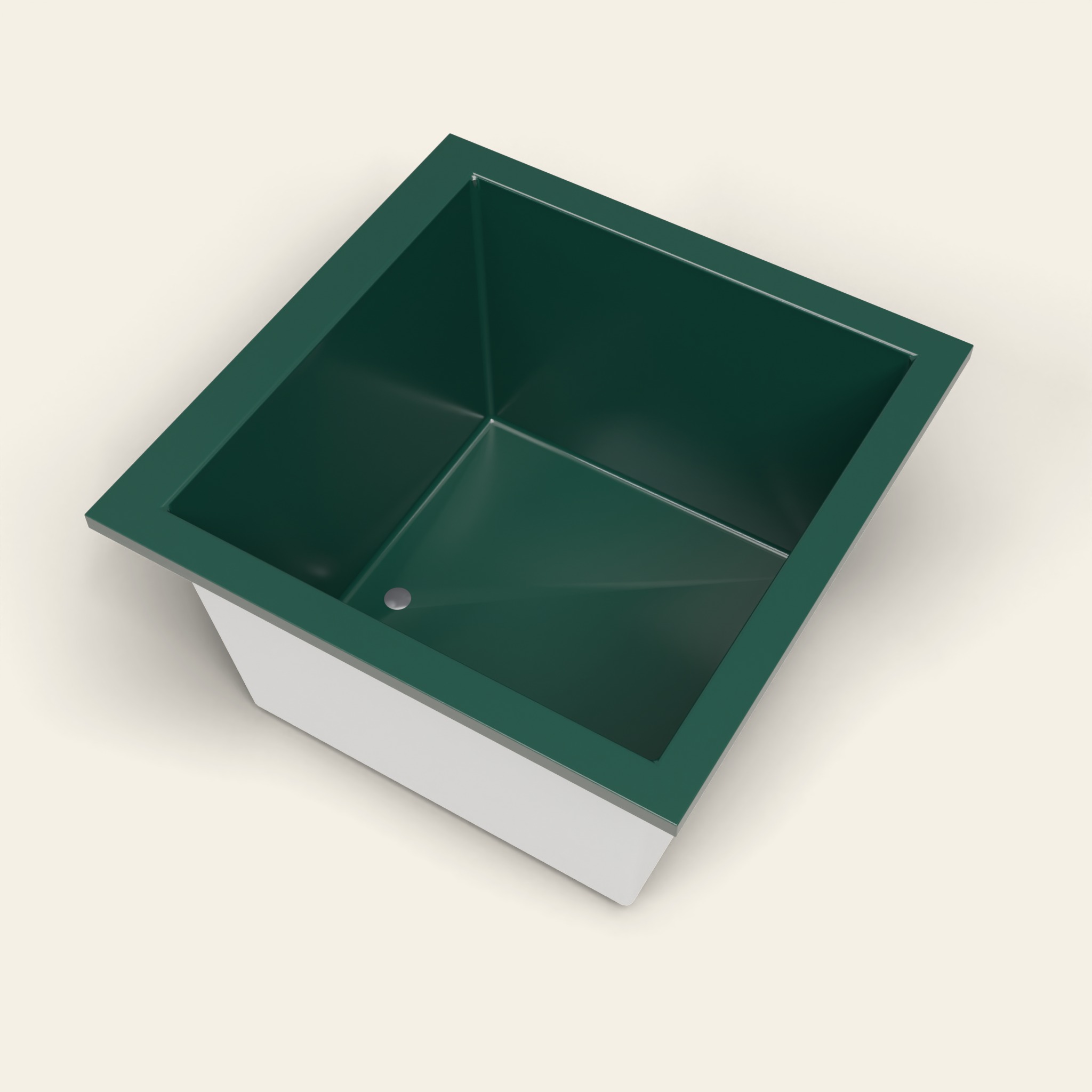 1050 x 1050 diepe ligbad — 600 mm diepte — vierkant — Omnitub in RAL 6005 Moss Green