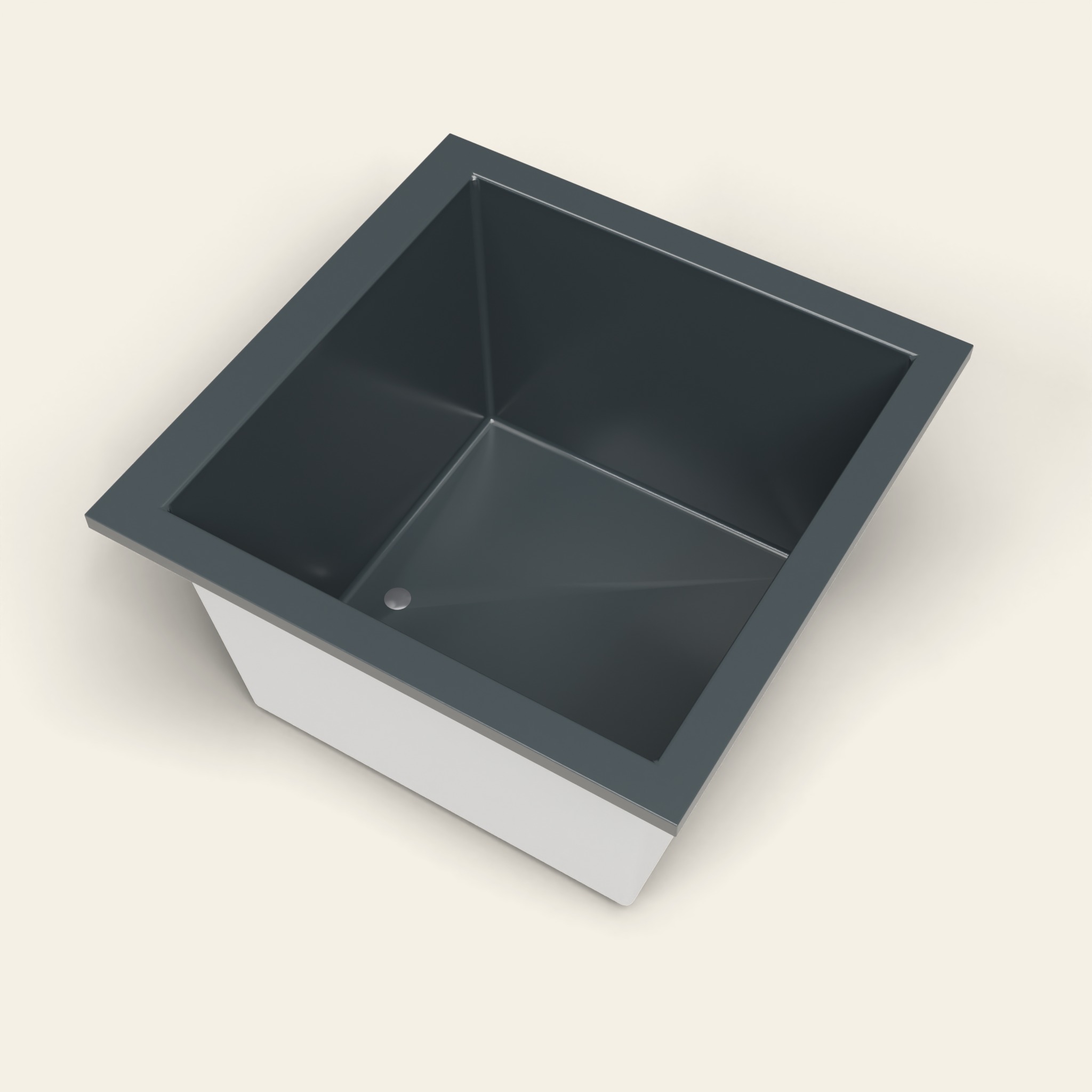 1050 x 1050 diepe ligbad — 600 mm diepte — vierkant — Omnitub in RAL 7016 Anthracite Grey