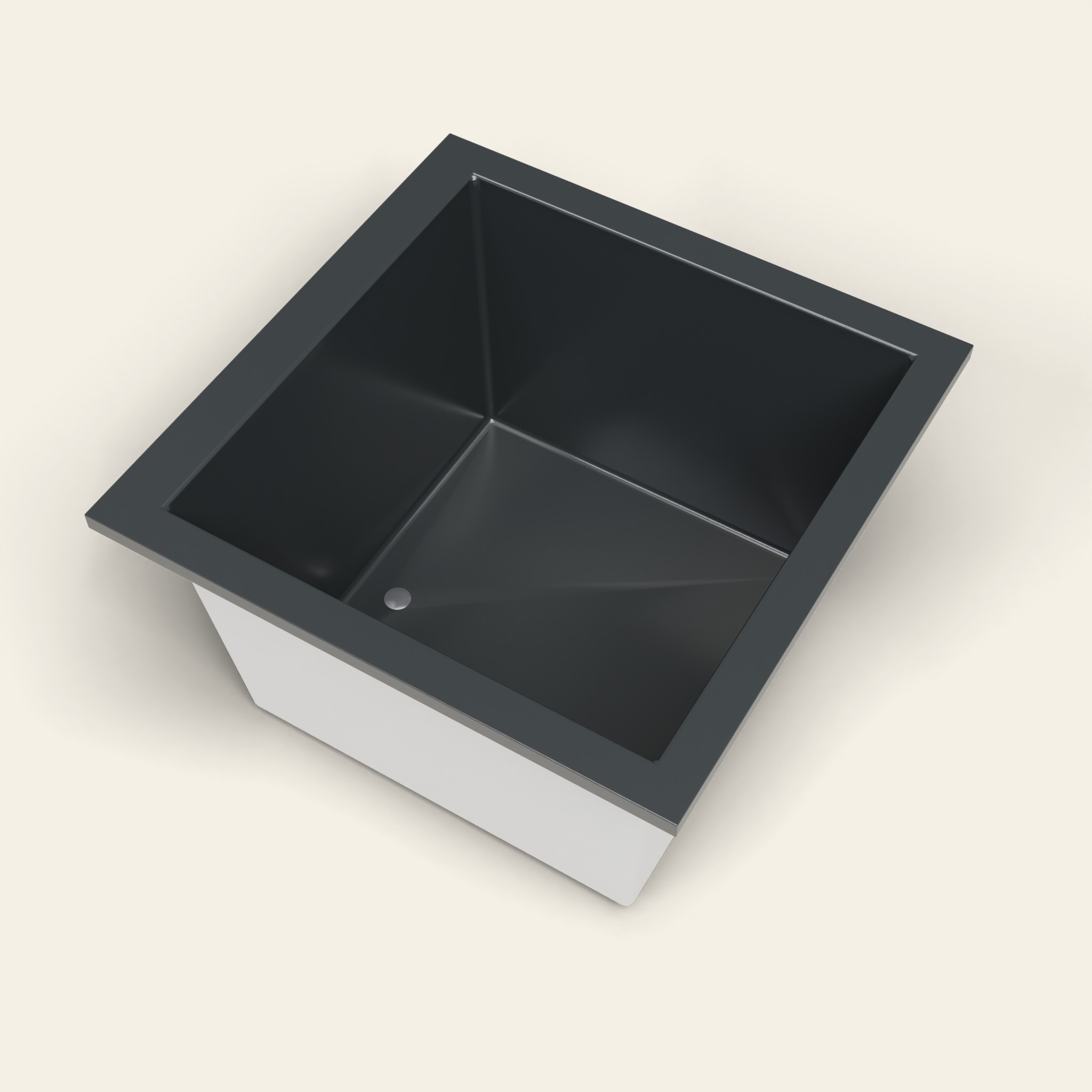 1050 x 1050 diepe ligbad — 600 mm diepte — vierkant — Omnitub in RAL 7021 Black Grey