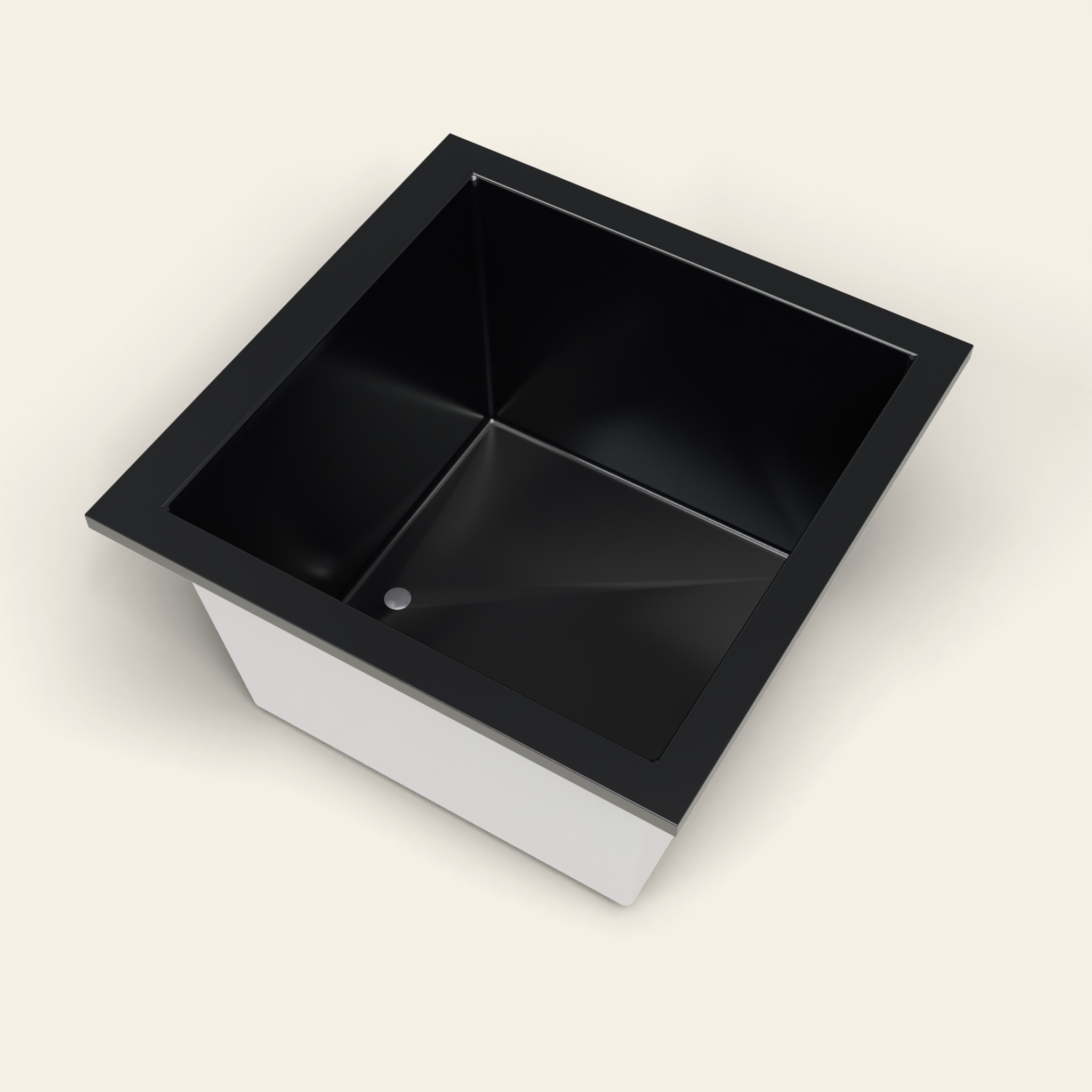 1050 x 1050 diepe ligbad — 600 mm diepte — vierkant — Omnitub in RAL 9005 Jet Black