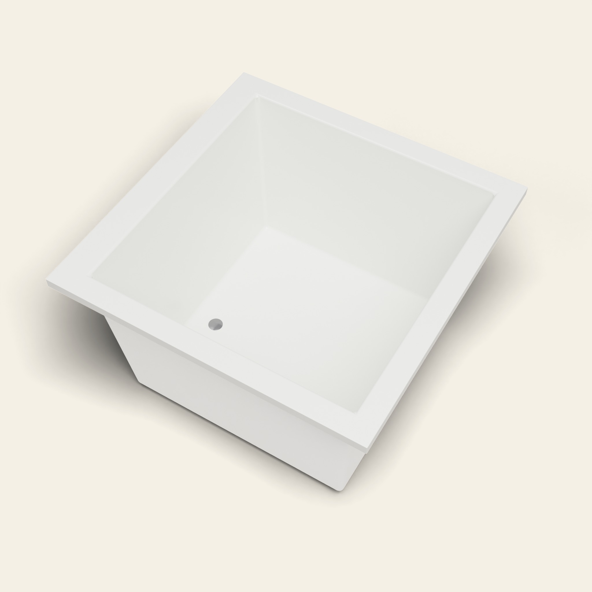 1050 x 1050 diepe ligbad — 600 mm diepte — vierkant — Omnitub in RAL 9010 Pure White