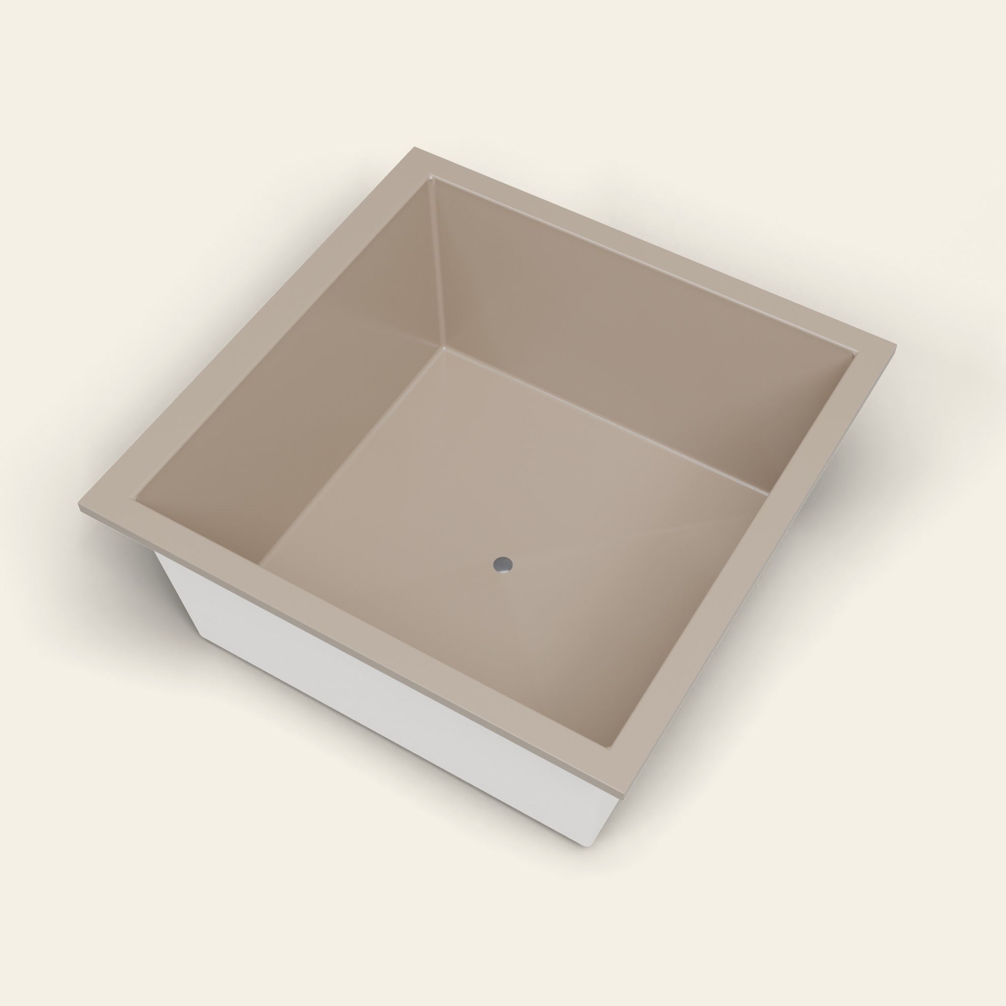 1400 x 1400 diep ligbad – 600 mm diepte – vierkant – Omnitub in RAL 1019 Grey Beige
