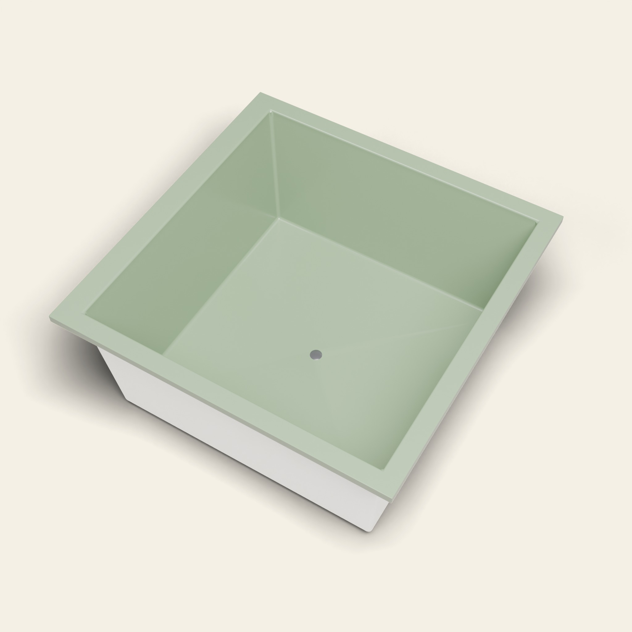 1400 x 1400 diep ligbad – 600 mm diepte – vierkant – Omnitub in RAL 6021 Pale Green
