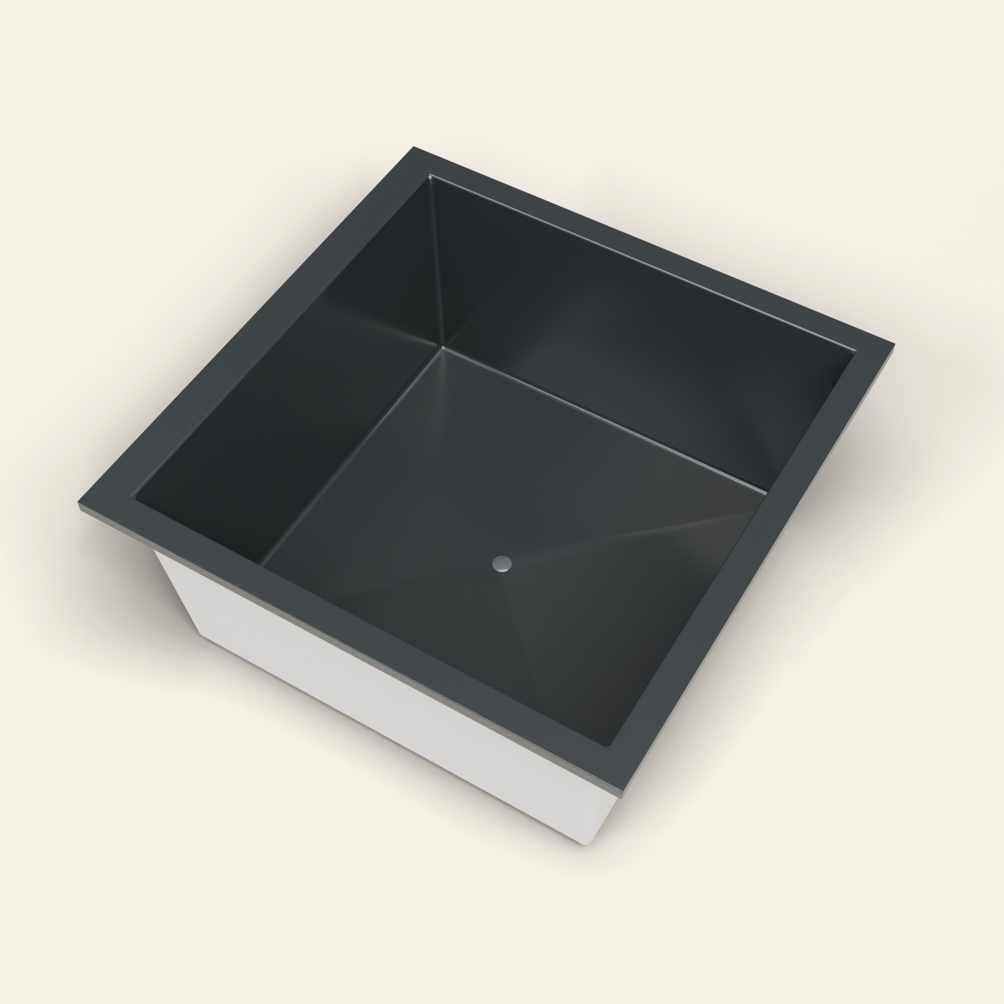 1400 x 1400 diep ligbad – 600 mm diepte – vierkant – Omnitub in RAL 7021 Black Grey