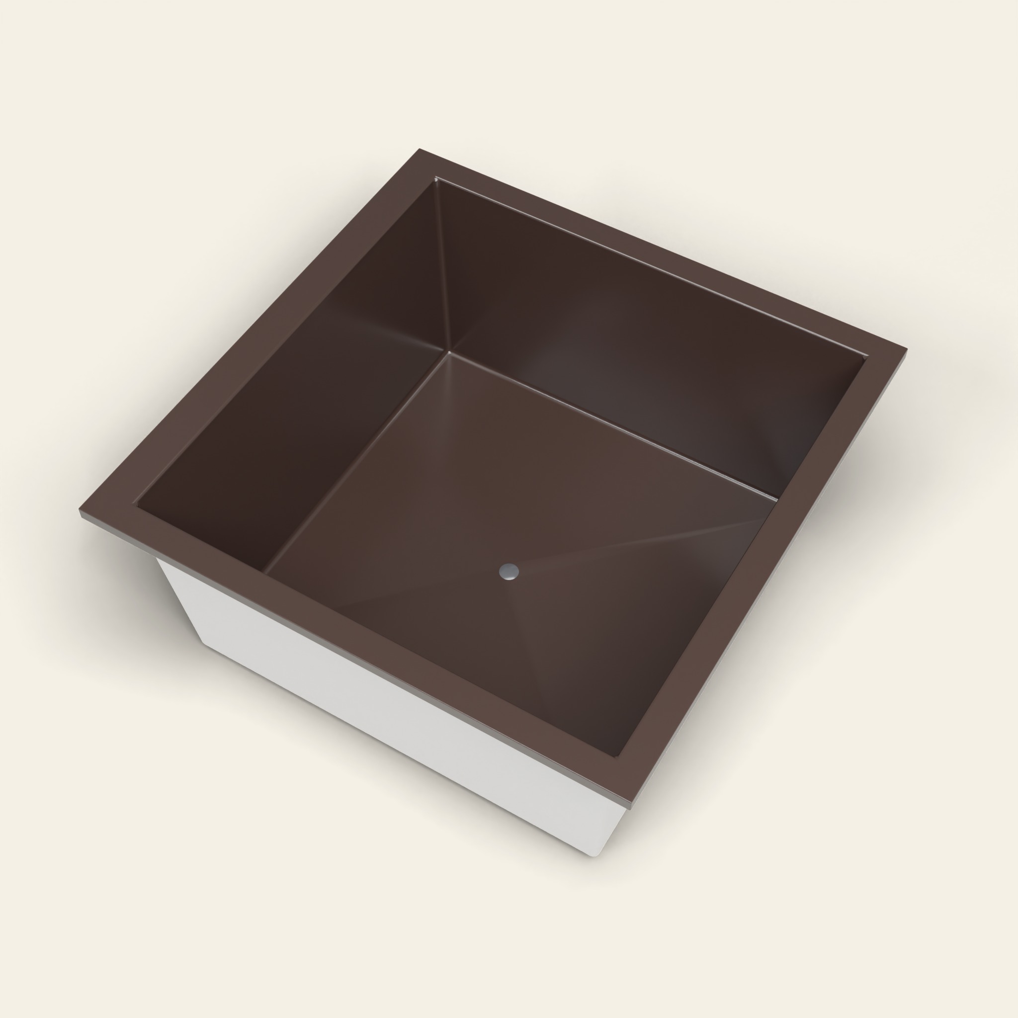 1400 x 1400 diep ligbad – 600 mm diepte – vierkant – Omnitub in RAL 8017 Chocolate Brown