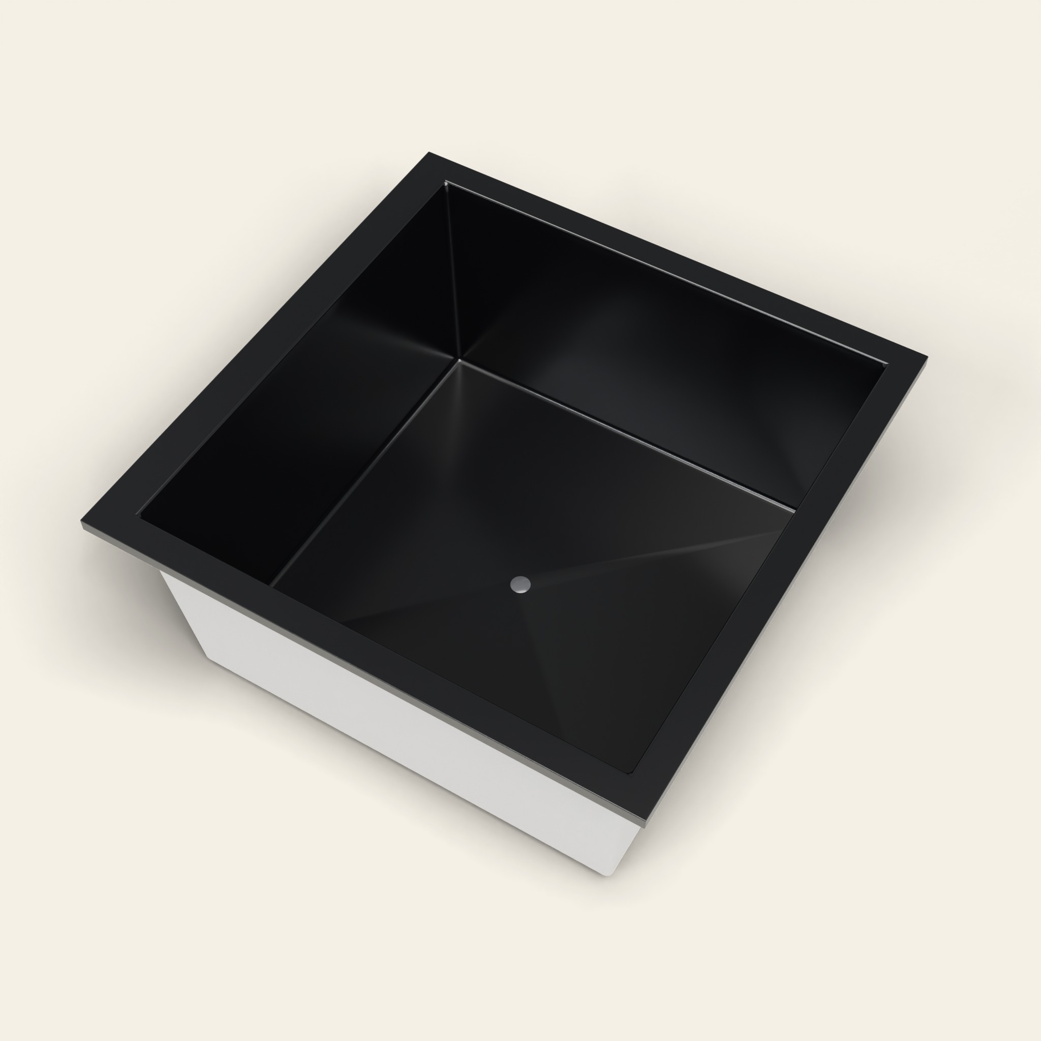 1400 x 1400 diep ligbad – 600 mm diepte – vierkant – Omnitub in RAL 9005 Jet Black
