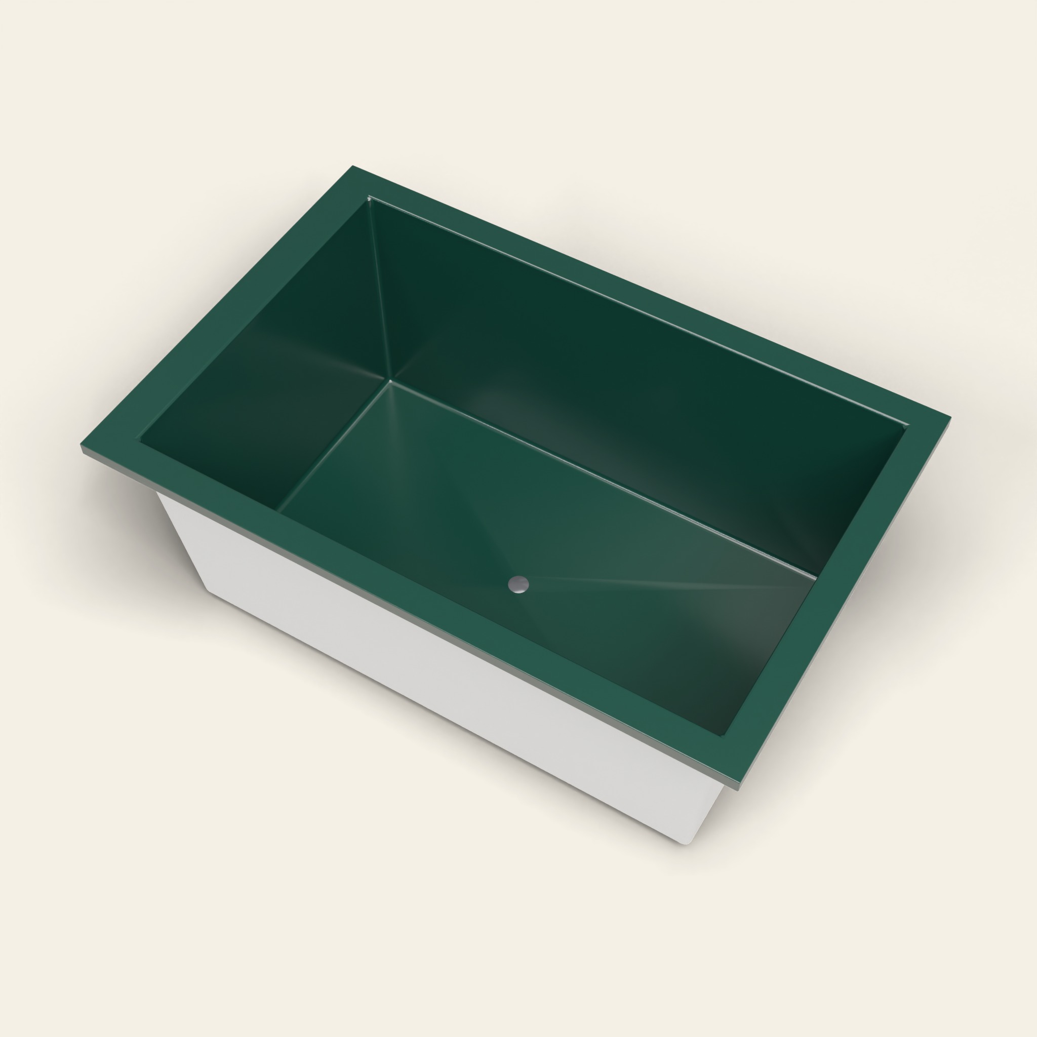 1600 x 1050 Diepe Badkuip – 600mm Diepte – Brede Rechthoekige Vorm – Omnitub in RAL 6005 Moss Green