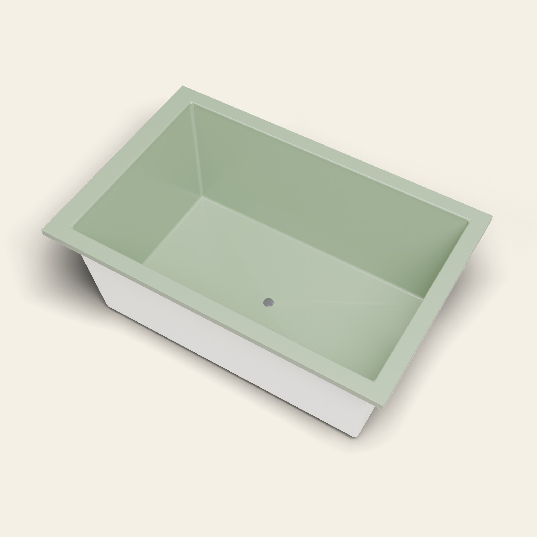 1600 x 1050 Diepe Badkuip – 600mm Diepte – Brede Rechthoekige Vorm – Omnitub in RAL 6021 Pale Green