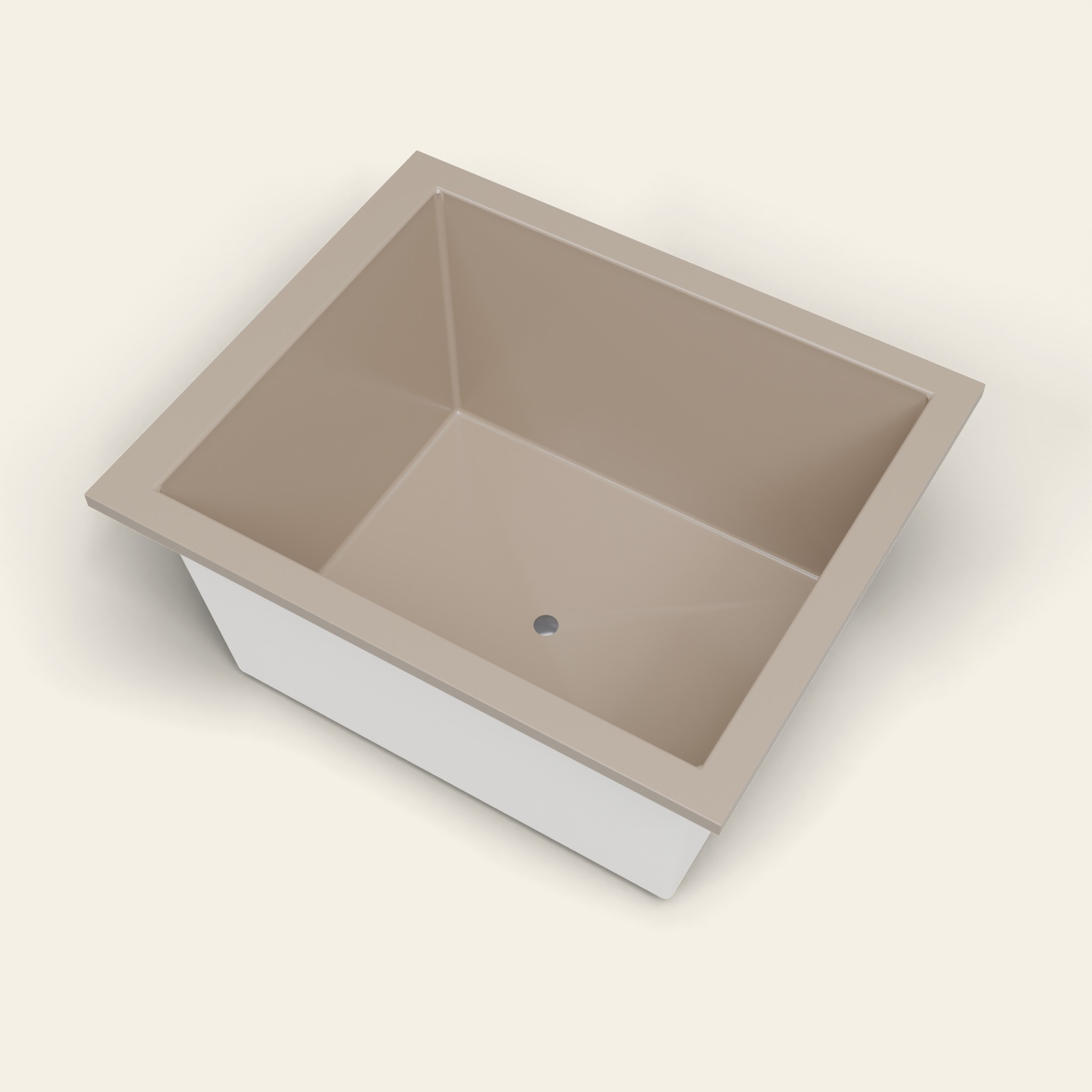 1250 x 1050 Diepe Badkuip – 600mm Diepte – Brede Rechthoekige Vorm – Omnitub in RAL 1019 Grey Beige