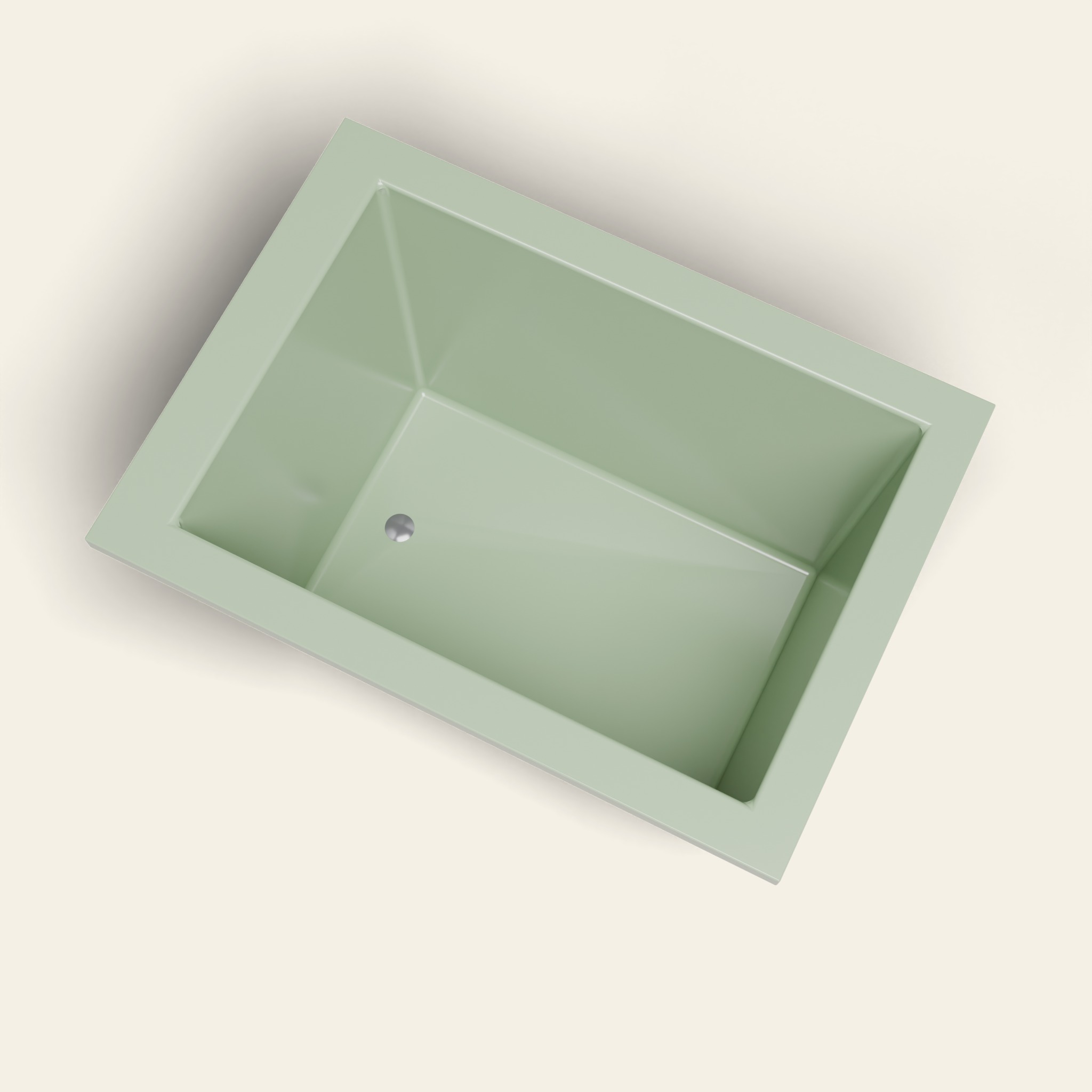 1050 x 750 Diep Bad voor Liggen – 600mm Diepte – Rechthoekig – Omnitub in RAL 6021 Pale Green