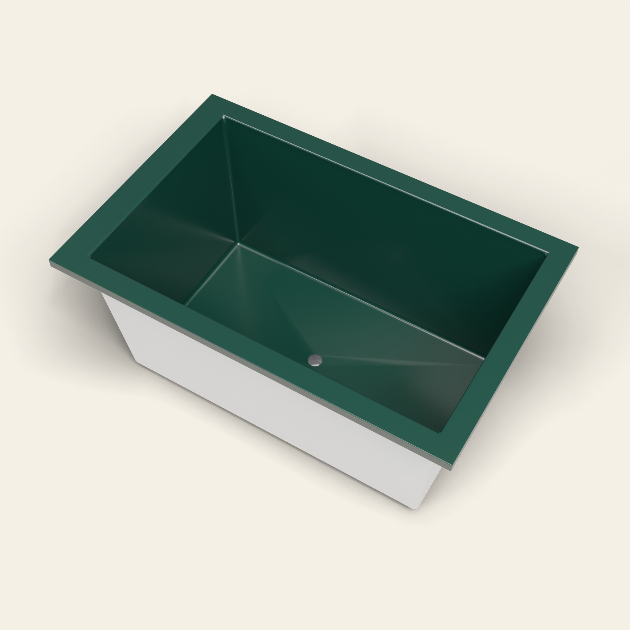 1400 x 900 diep ligbad – 600 mm diepte – rechthoekig – Omnitub in RAL 6005 Moss Green