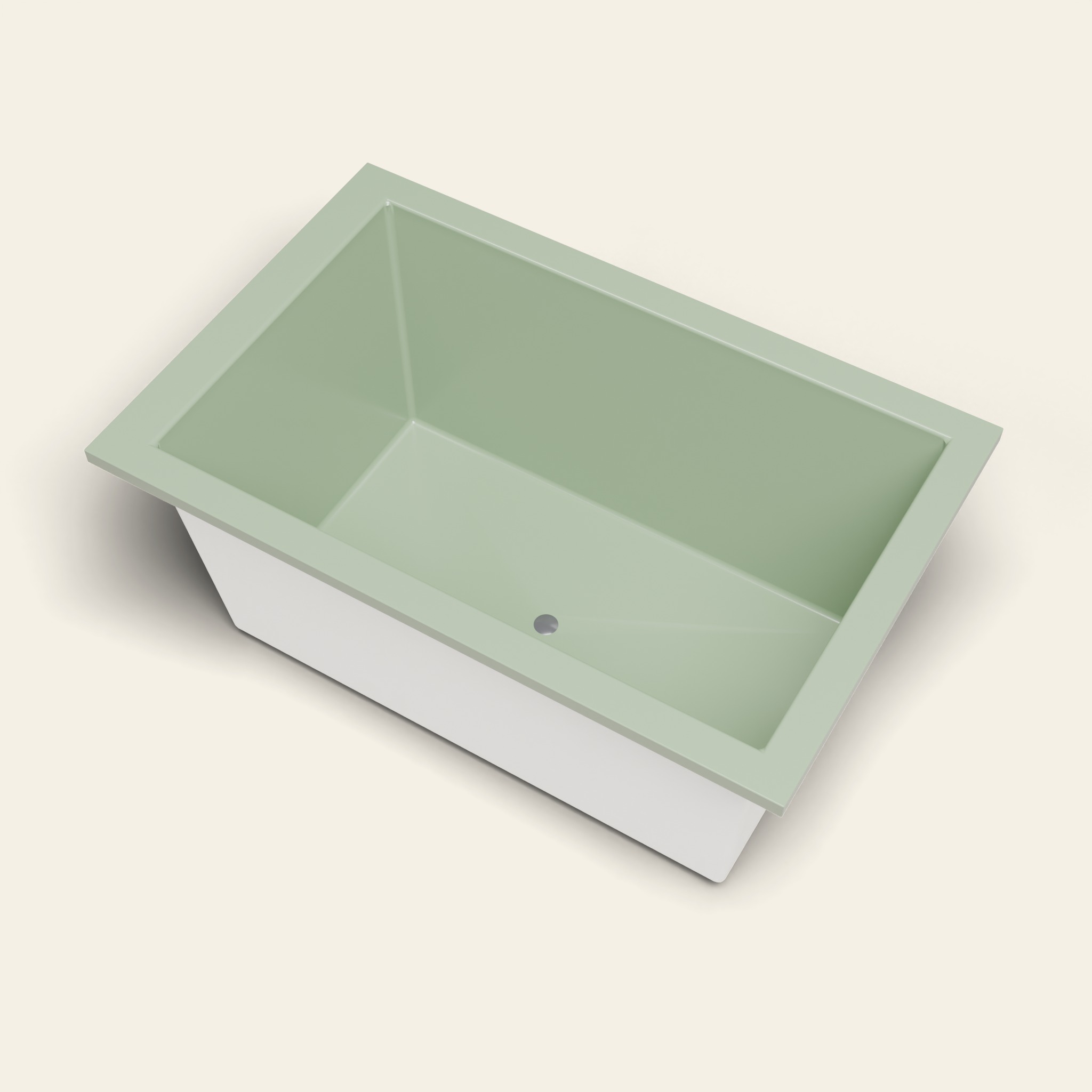 1400 x 900 diep ligbad – 600 mm diepte – rechthoekig – Omnitub in RAL 6021 Pale Green