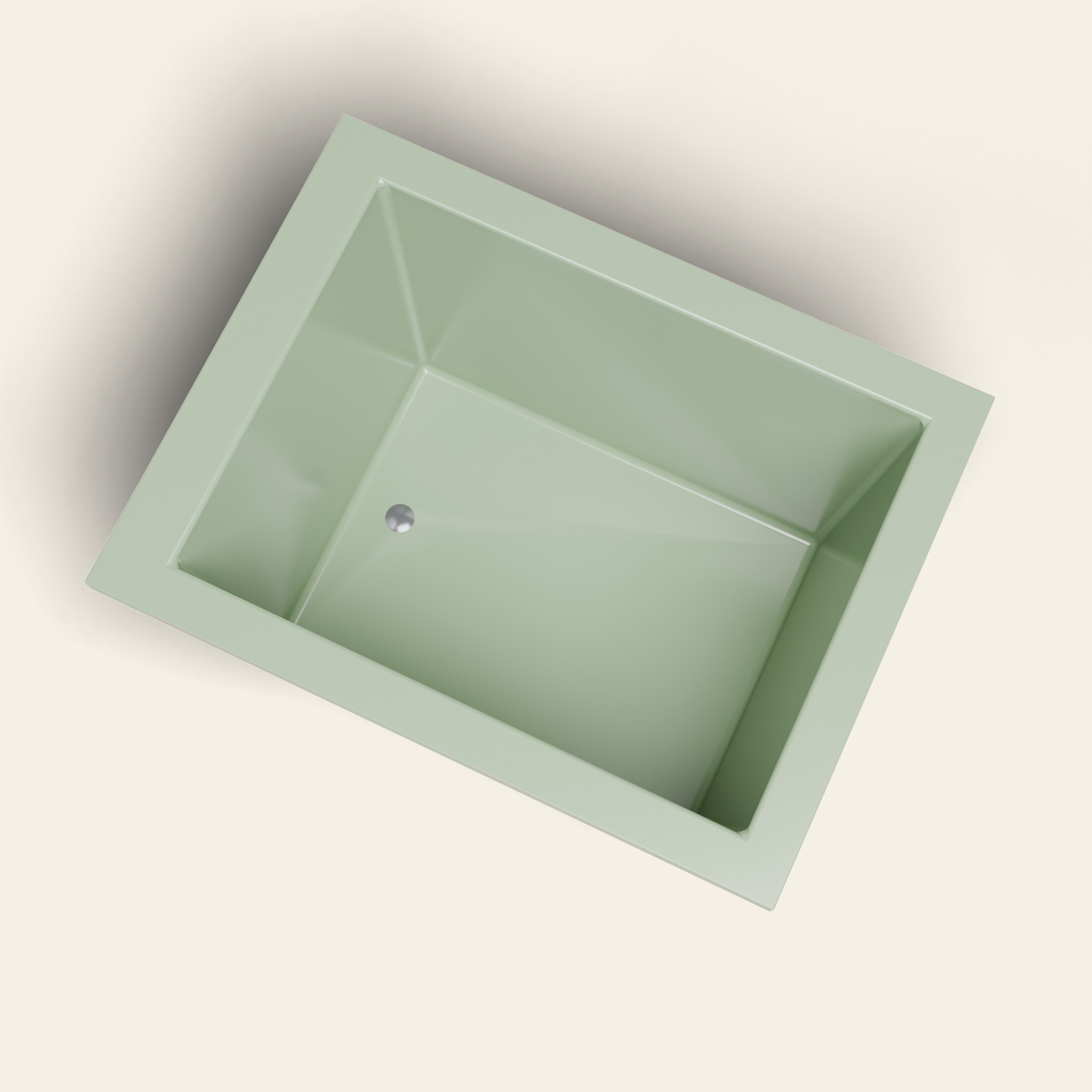 1050 x 800 diepe dompelbadkuip — 600 mm diepte — rechthoekig — Omnitub in RAL 6021 Pale Green