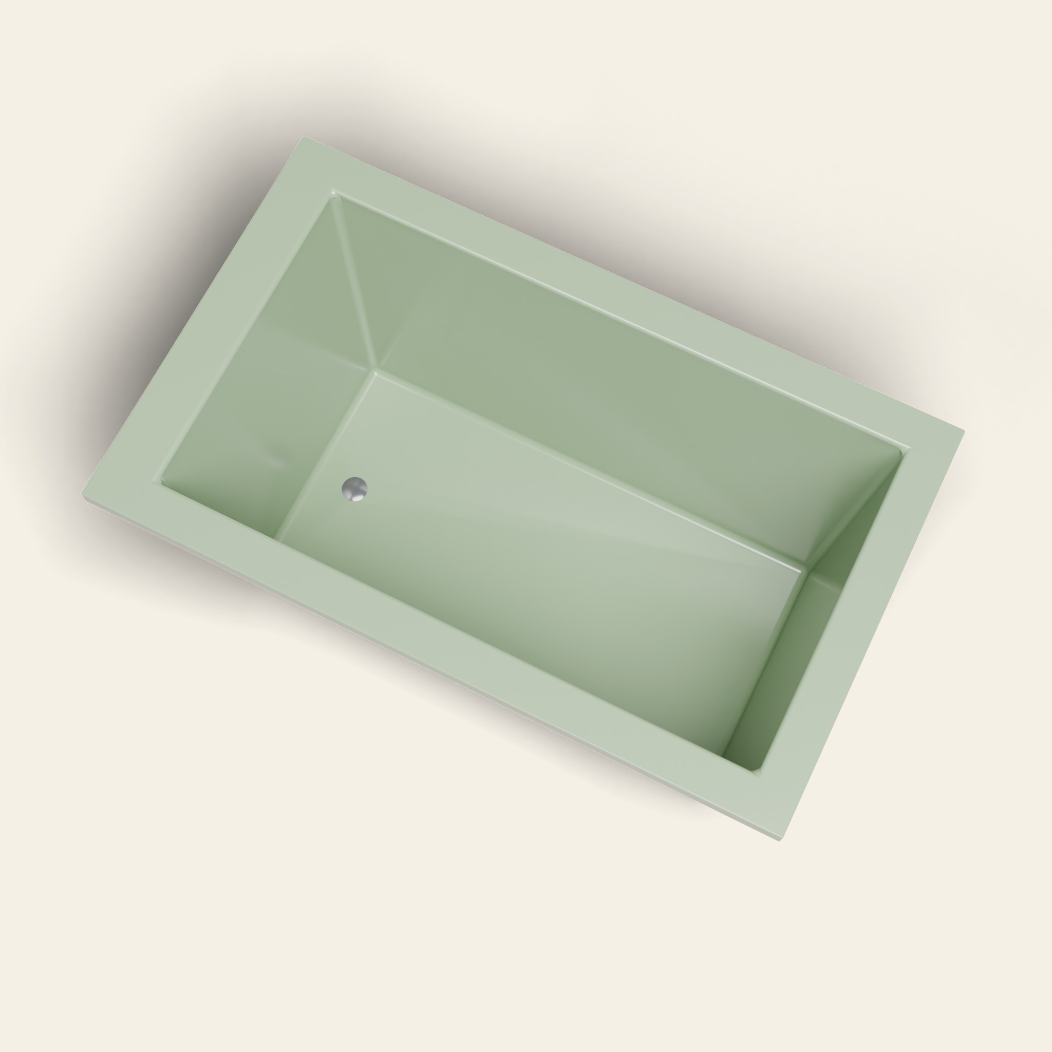 Diepe dompelbad 1250 x 750 — diepte 600 mm — rechthoekig — Omnitub in RAL 6021 Pale Green