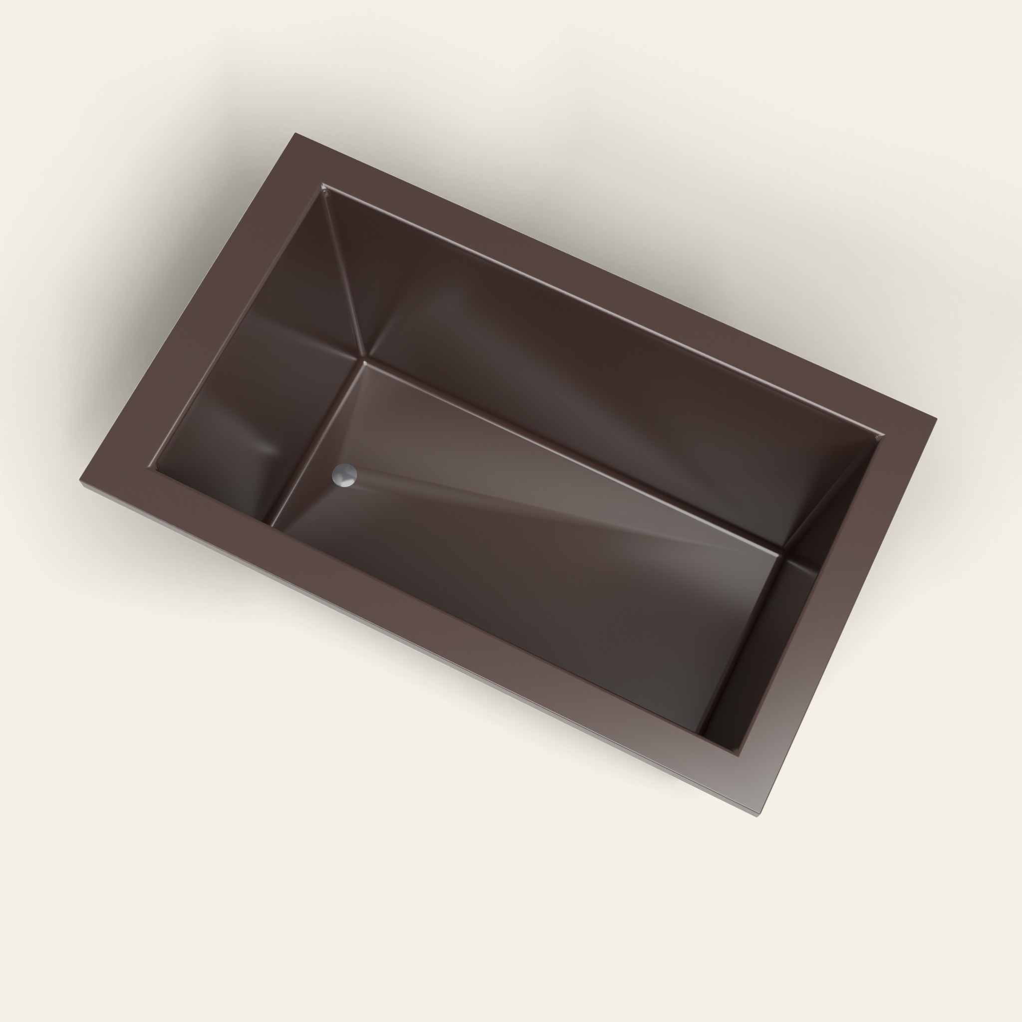 Diepe dompelbad 1250 x 750 — diepte 600 mm — rechthoekig — Omnitub in RAL 8017 Chocolate Brown