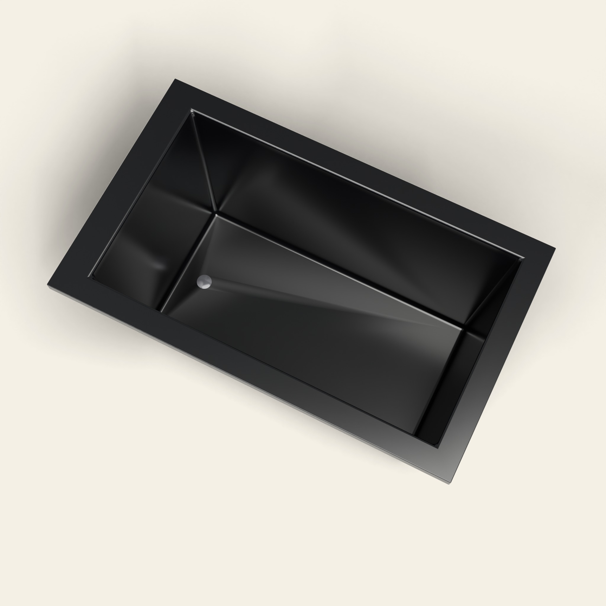 Diepe dompelbad 1250 x 750 — diepte 600 mm — rechthoekig — Omnitub in RAL 9005 Jet Black