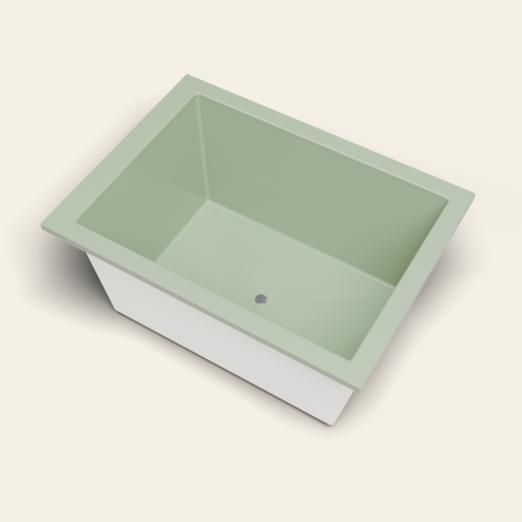1300 x 950 bad voor diep baden – 600 mm diepte – rechthoekig – Omnitub in RAL 6021 Pale Green