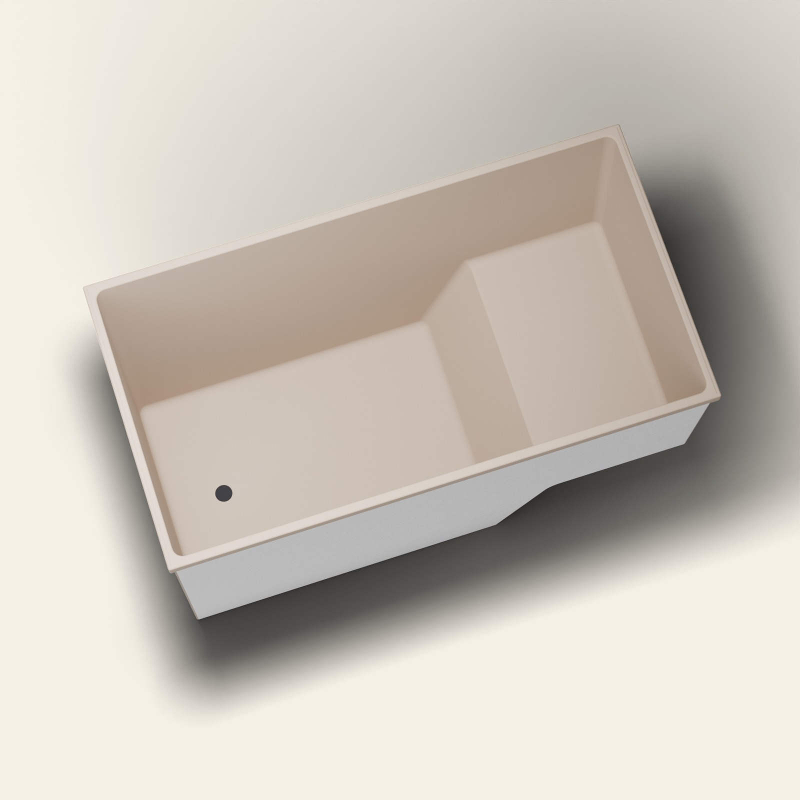 1495 x 800 zittend soakbad – 1000 mm diep – rechthoekig – Omnitub in RAL 1019 Grey Beige