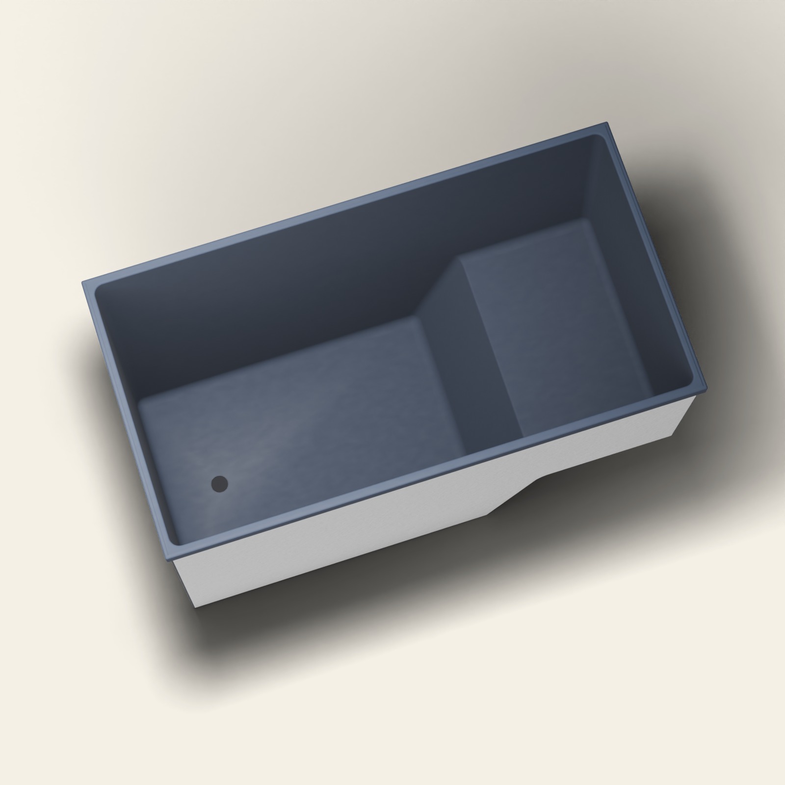 1495 x 800 zittend soakbad – 1000 mm diep – rechthoekig – Omnitub in RAL 5011 Steel Blue