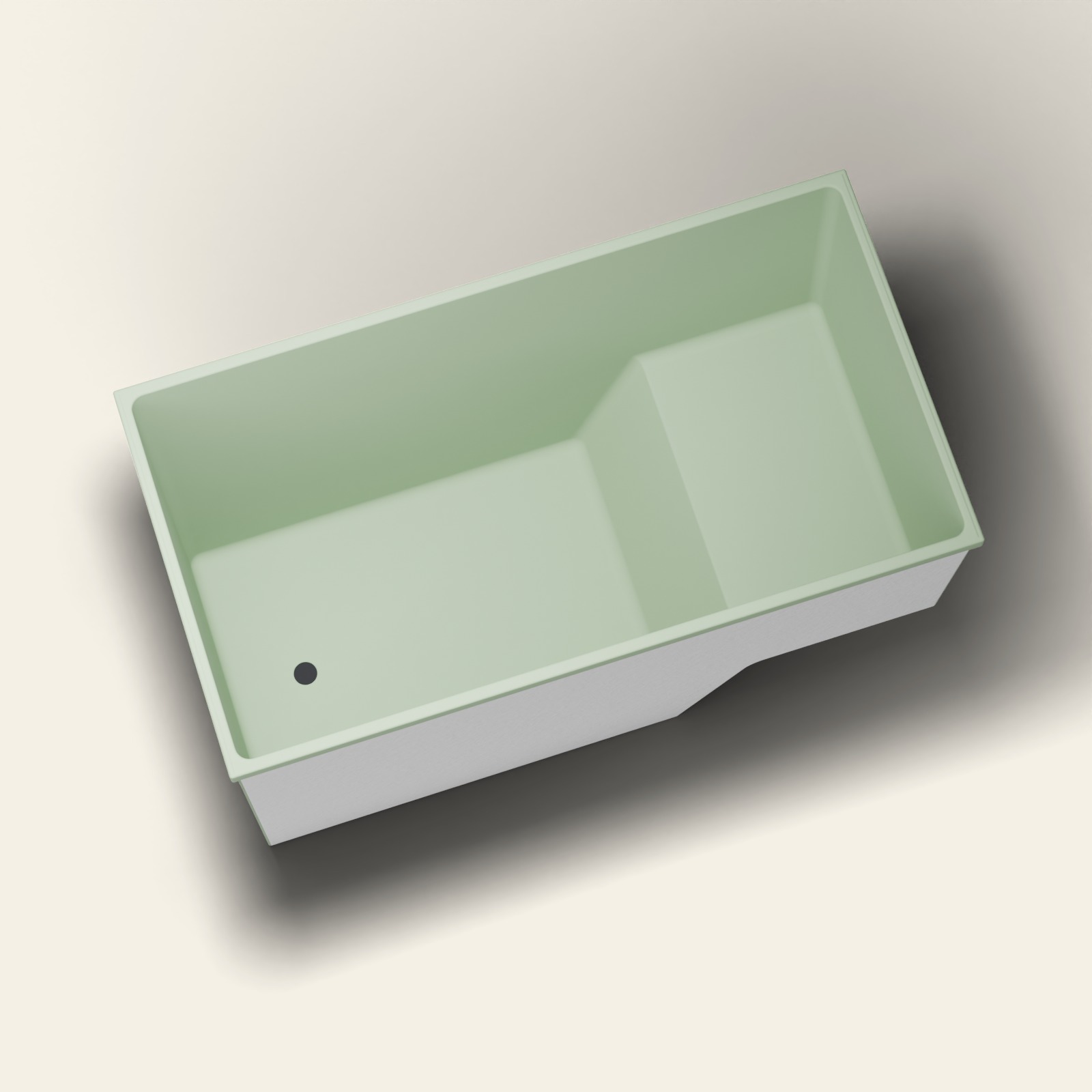 1495 x 800 zittend soakbad – 1000 mm diep – rechthoekig – Omnitub in RAL 6021 Pale Green