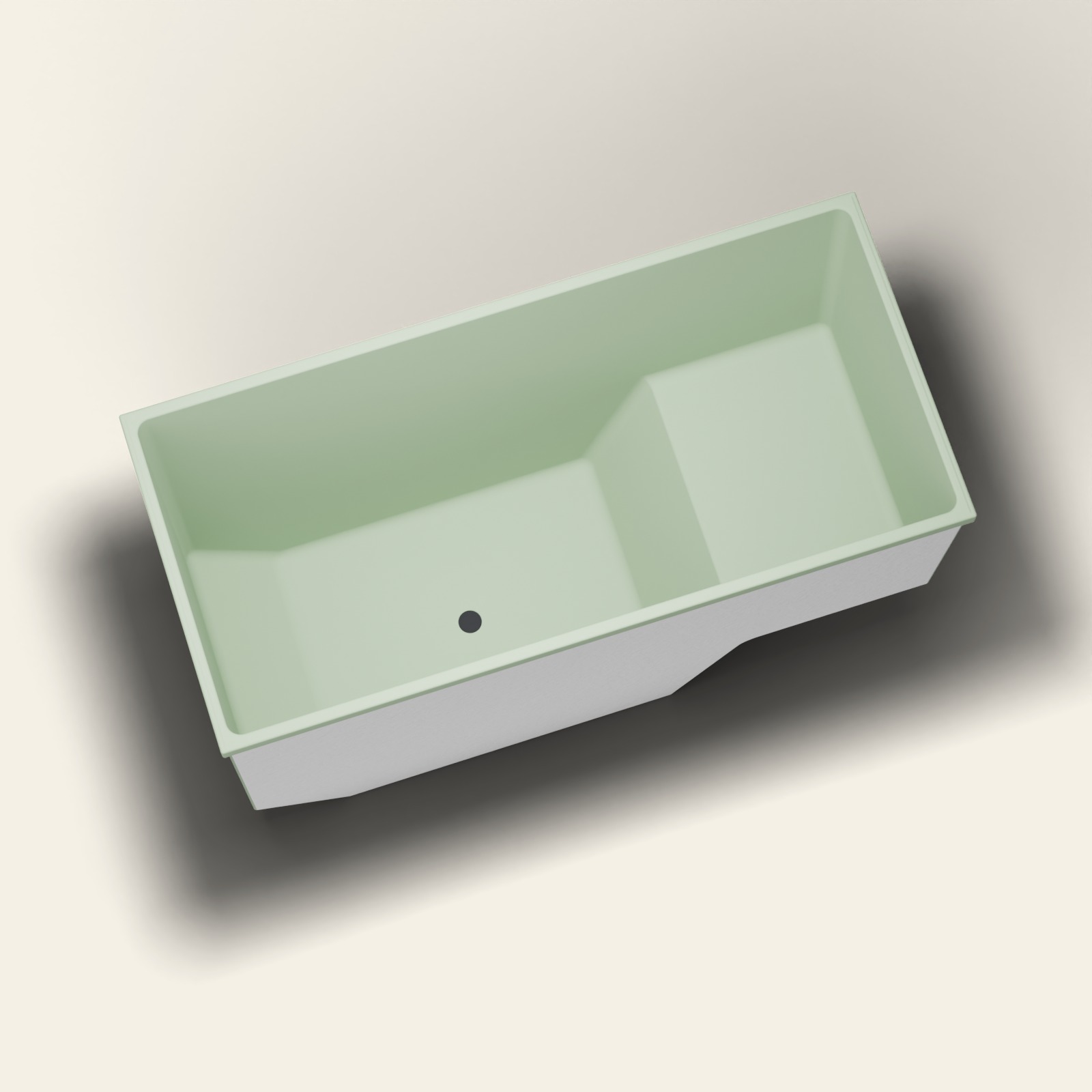1500 x 700 zitbad — 1000 mm diep — rechthoekig — Omnitub in RAL 6021 Pale Green