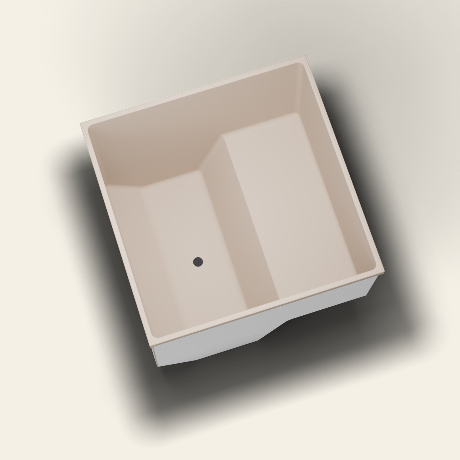 1100 x 1100 Zittend Dompelbad – 1000mm Diepte – Vierkant – Omnitub in RAL 1019 Grey Beige