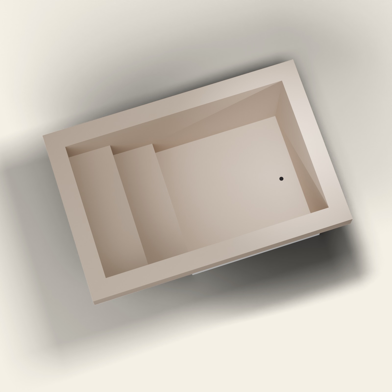 3000 × 2000 Instaptub met Verdieping en Diep Bad – Omnitub in RAL 1019 Grey Beige