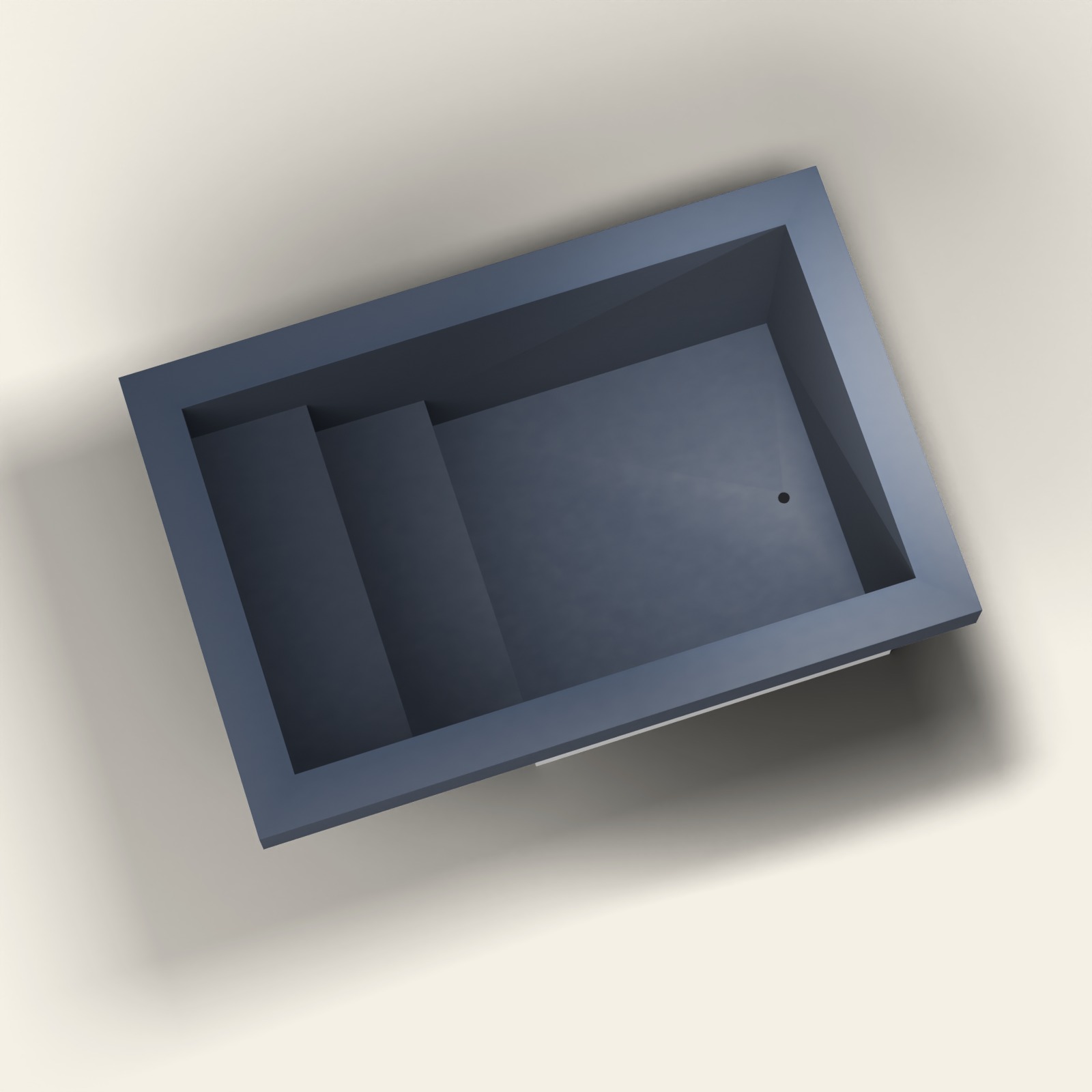 3000 × 2000 Instaptub met Verdieping en Diep Bad – Omnitub in RAL 5011 Steel Blue