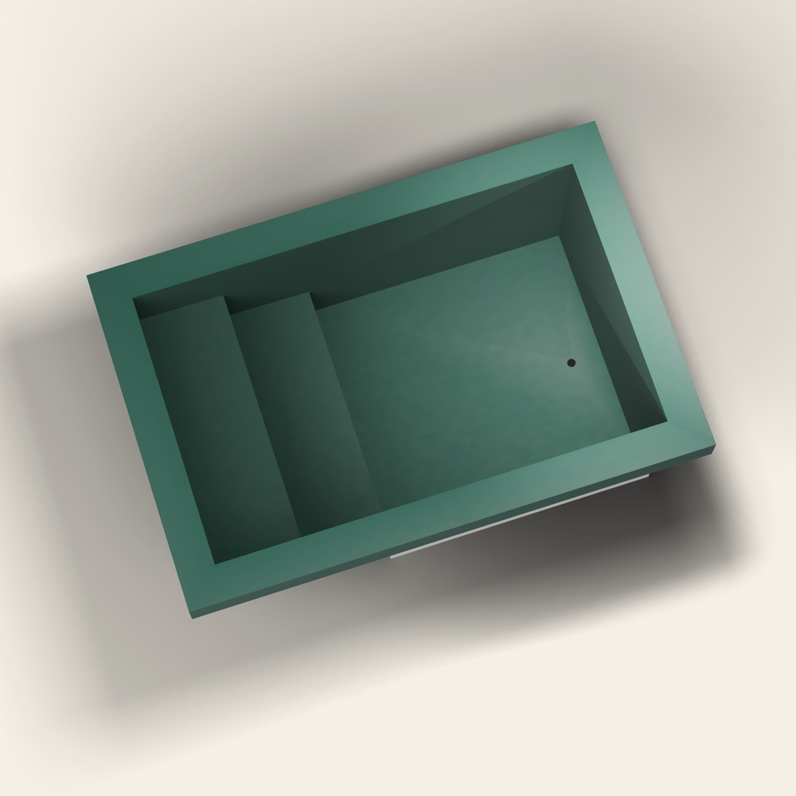 3000 × 2000 Instaptub met Verdieping en Diep Bad – Omnitub in RAL 6005 Moss Green