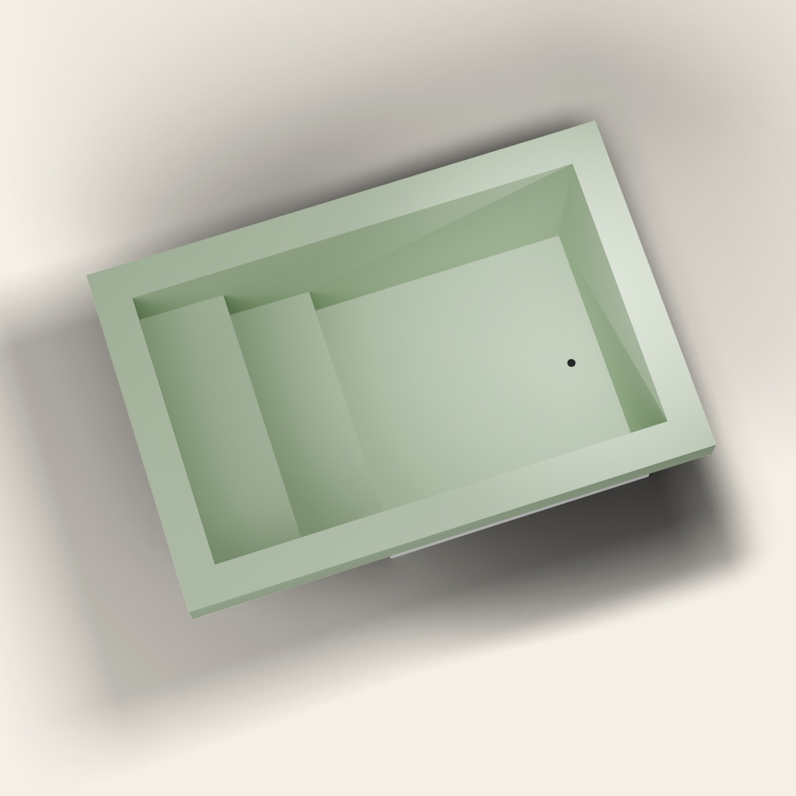 3000 × 2000 Instaptub met Verdieping en Diep Bad – Omnitub in RAL 6021 Pale Green