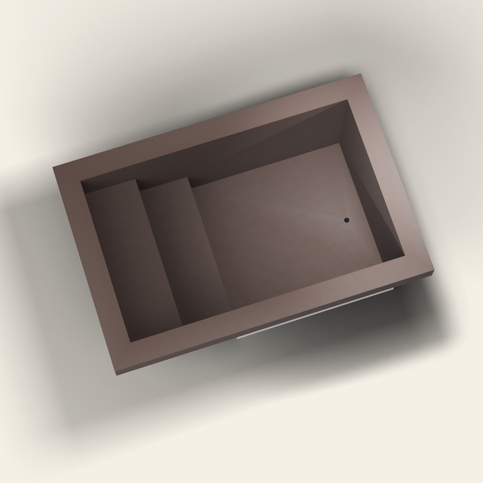 3000 × 2000 Instaptub met Verdieping en Diep Bad – Omnitub in RAL 8017 Chocolate Brown
