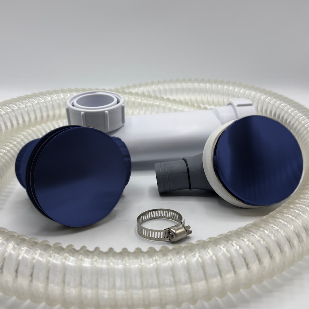 Omnitone bath waste with overflow in RAL 5013 Cobalt Blue